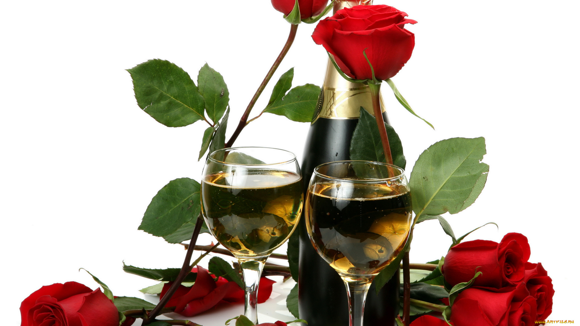 еда, напитки, вино, розы, шампанское