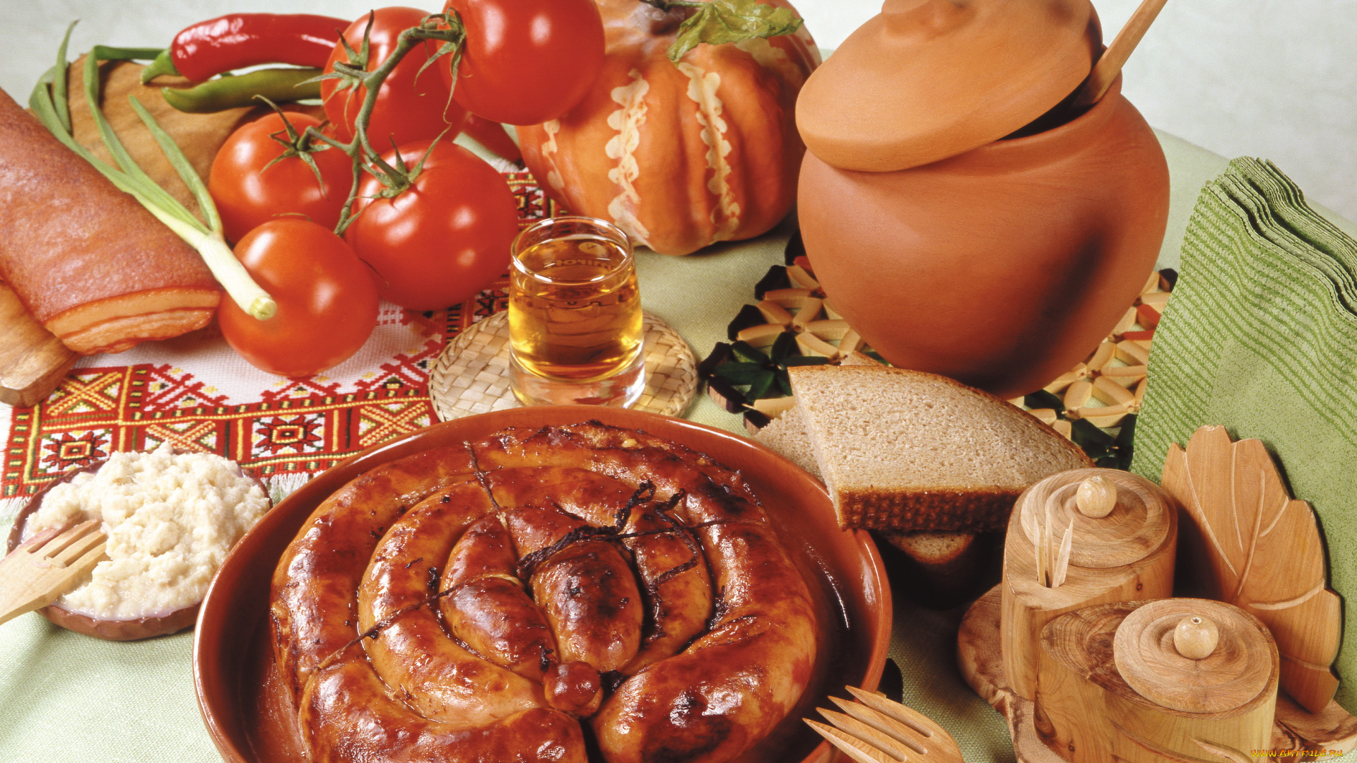 еда, разное, помидоры, колбаса, томаты