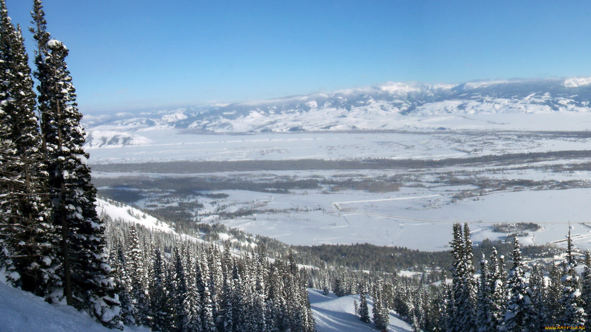 grand, teton, national, park, usa, wyoming, природа, зима, горы, снег