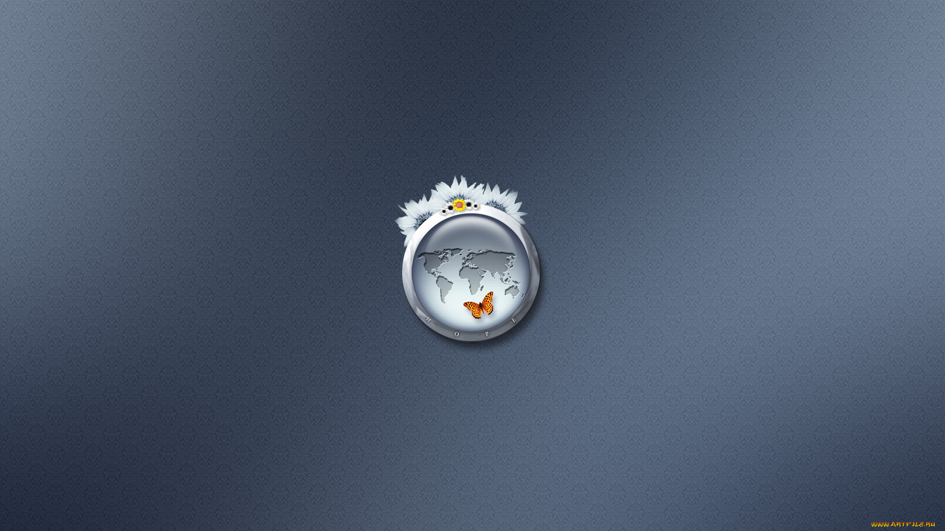 hope, 3д, графика, другое, фон, узор, орнамент, круг, бабочка, планета, цветы, кольцо