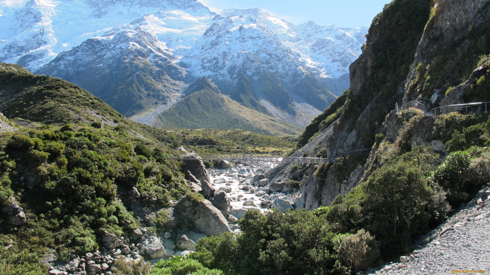 новая, зеландия, кентербери, маунт, кук, нешнел, парк, природа, горы, лес