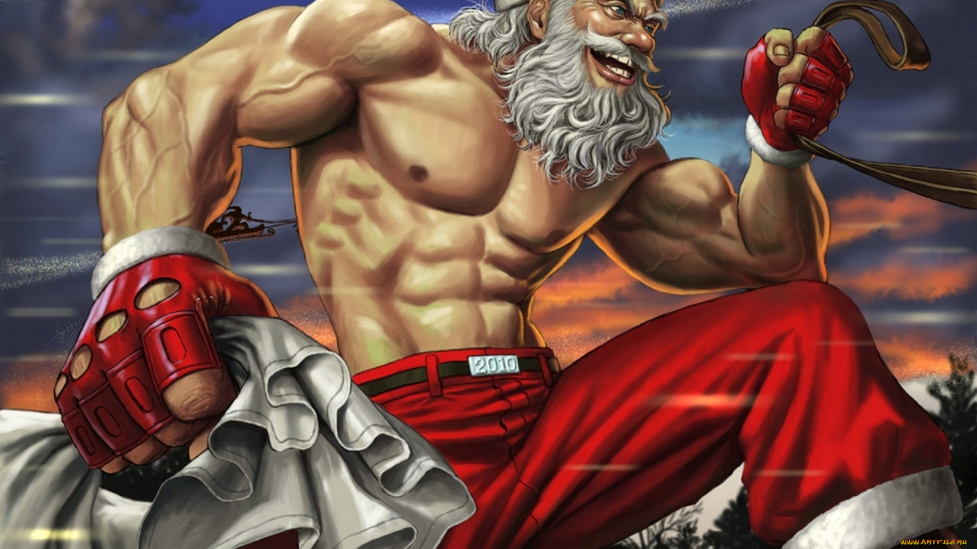 праздничные, рисованные, santa, злой, санта