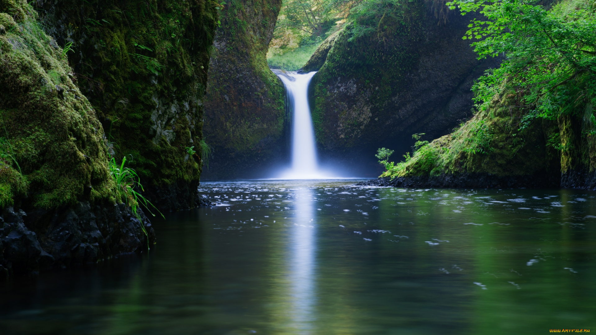 природа, водопады, поток, вода, зелень