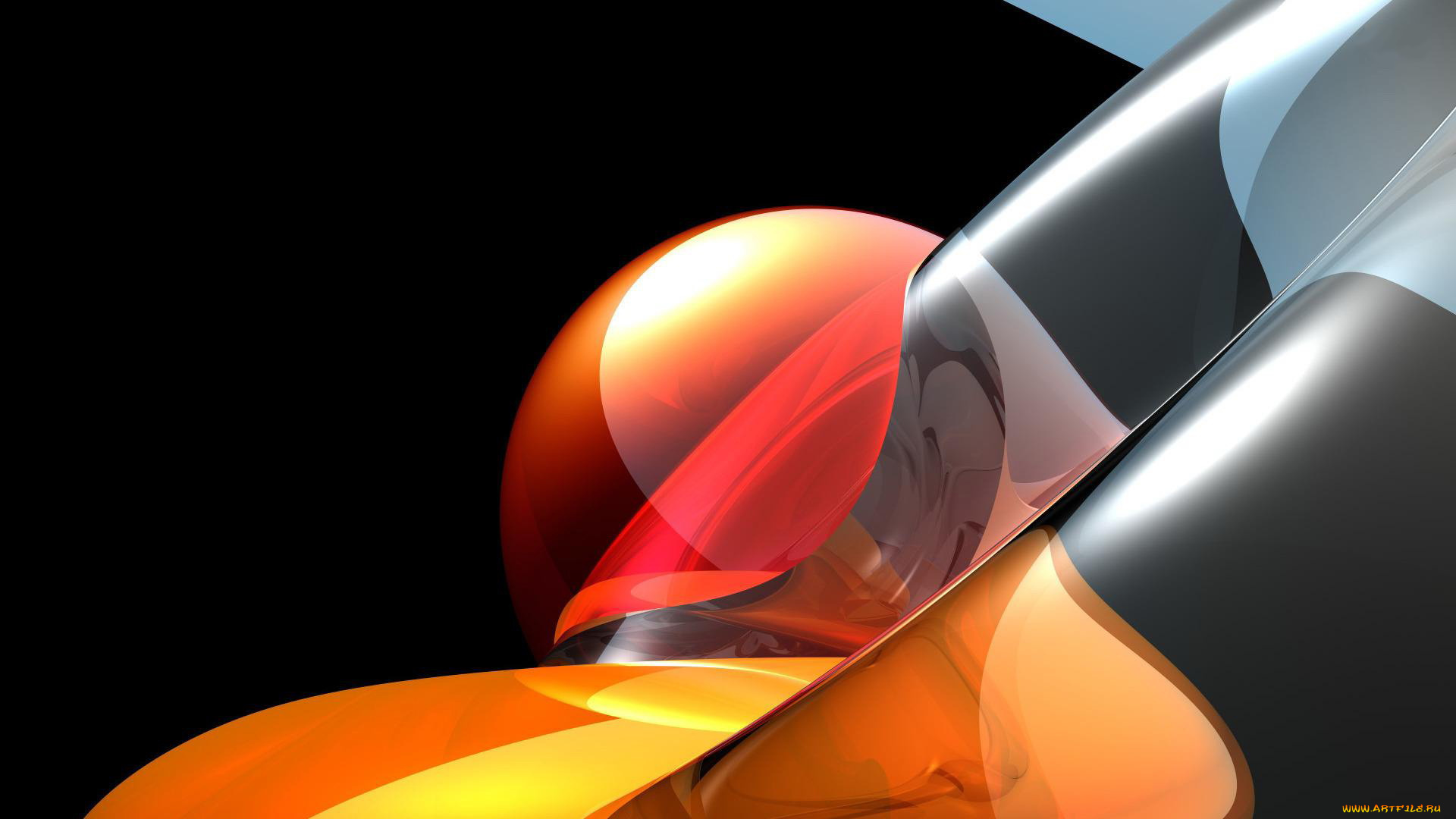 red, sphere, on, tube, 3д, графика, abstract, абстракции, сфера, труба, абстракция