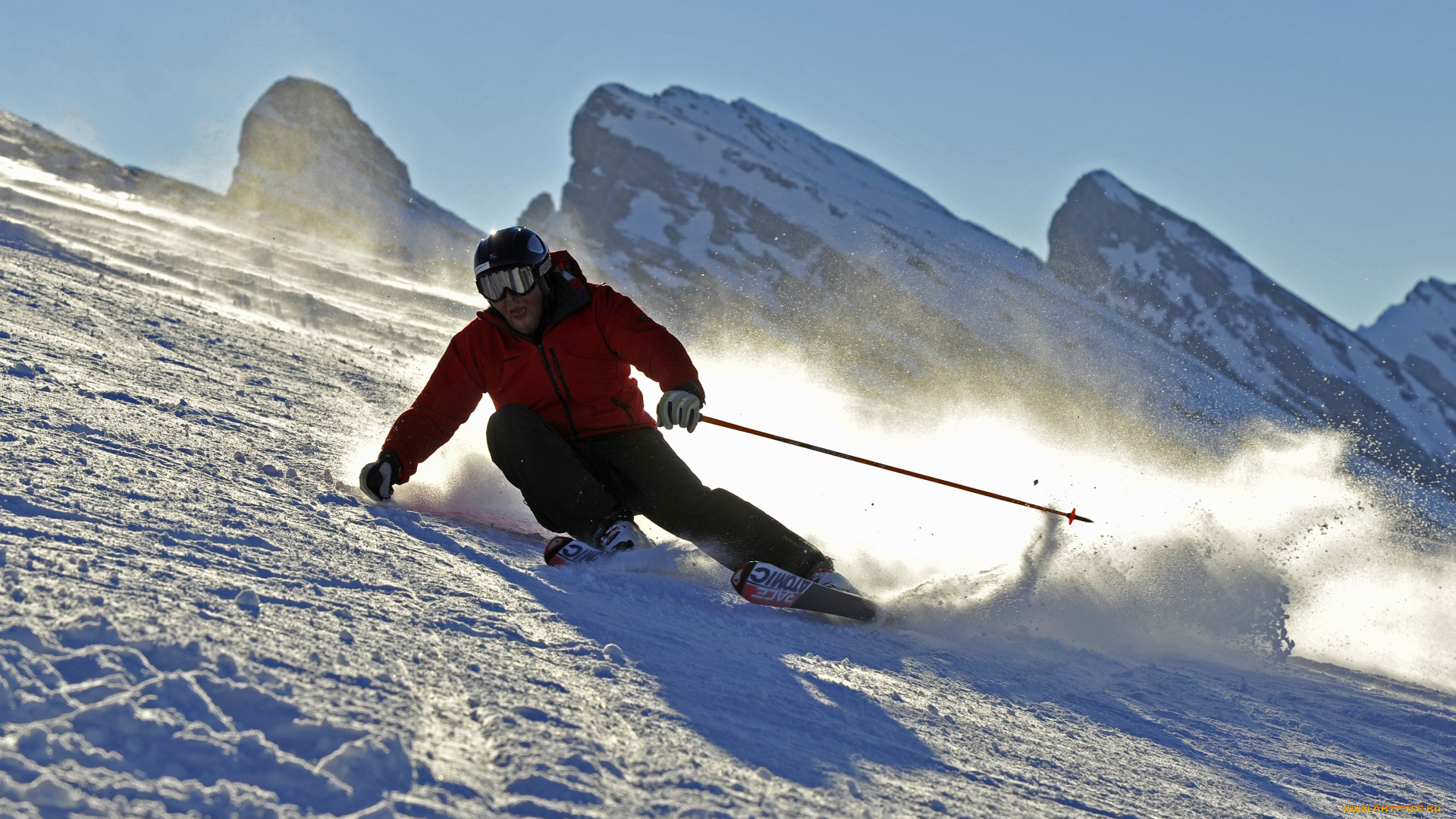 спорт, лыжный, снег, спуск