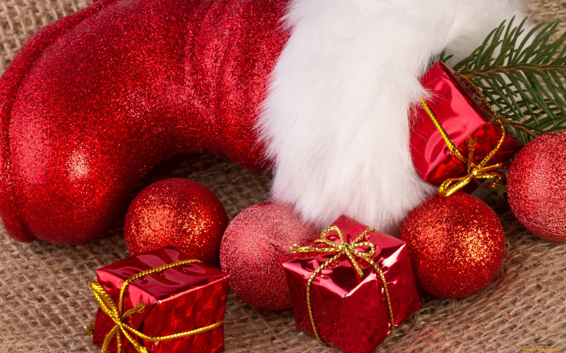 праздничные, разное, новый, год, сапожок, шарики, коробочки