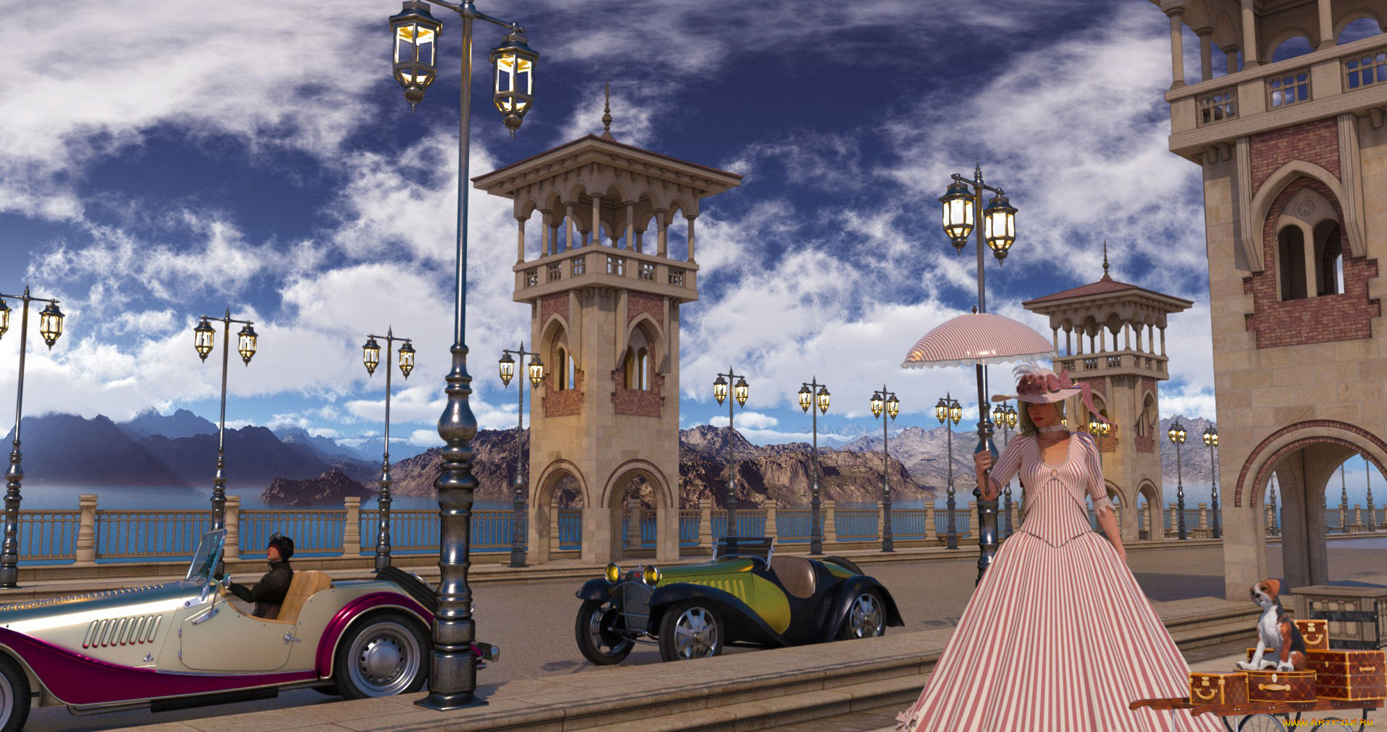 3д, графика, people, люди, the-bus-stop