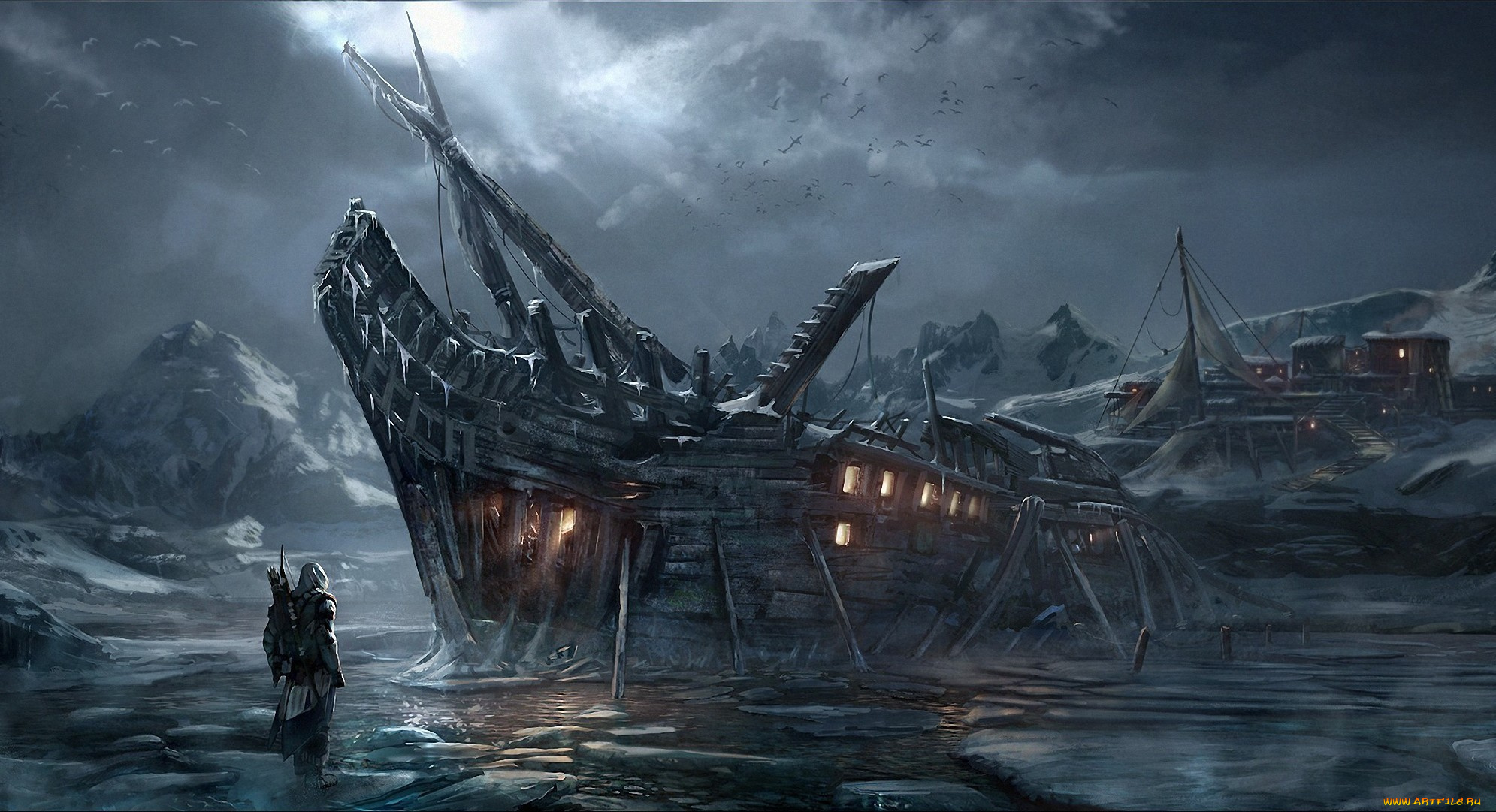 assassin’s, creed, iii, видео, игры, корабль