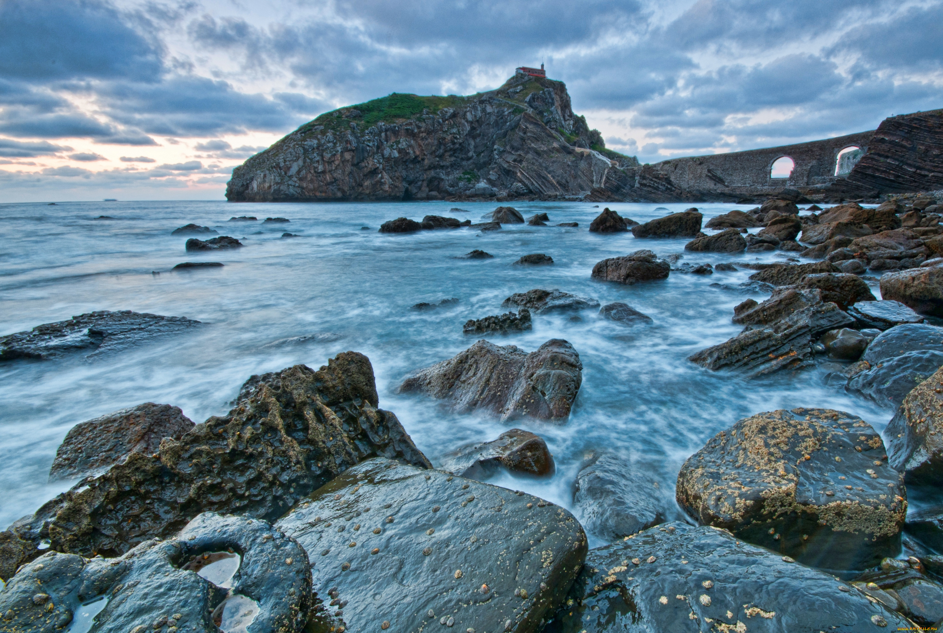 природа, побережье, вода, камни