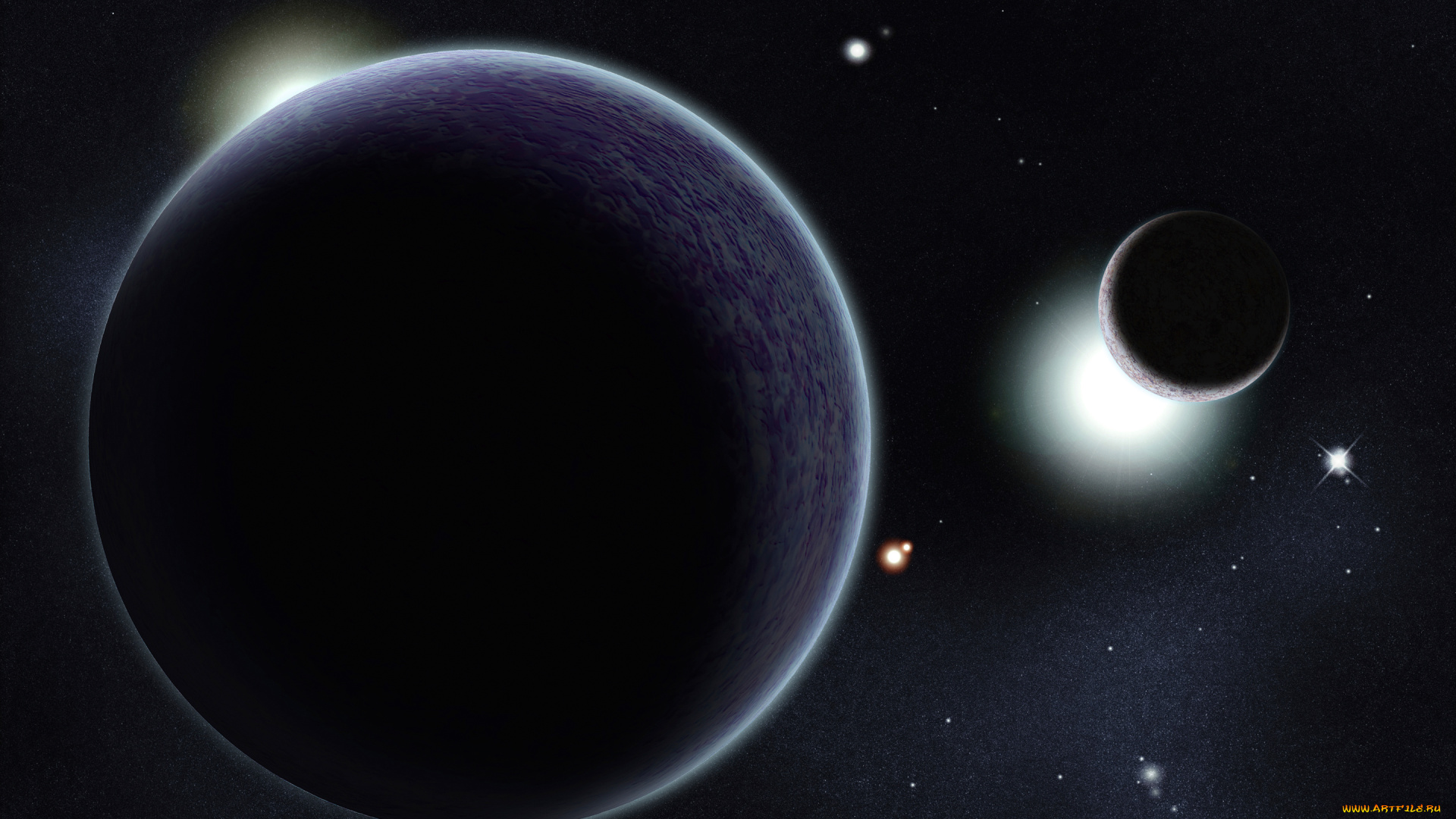 космос, арт, light, darkness, sci, fi, planet, stars, shadow