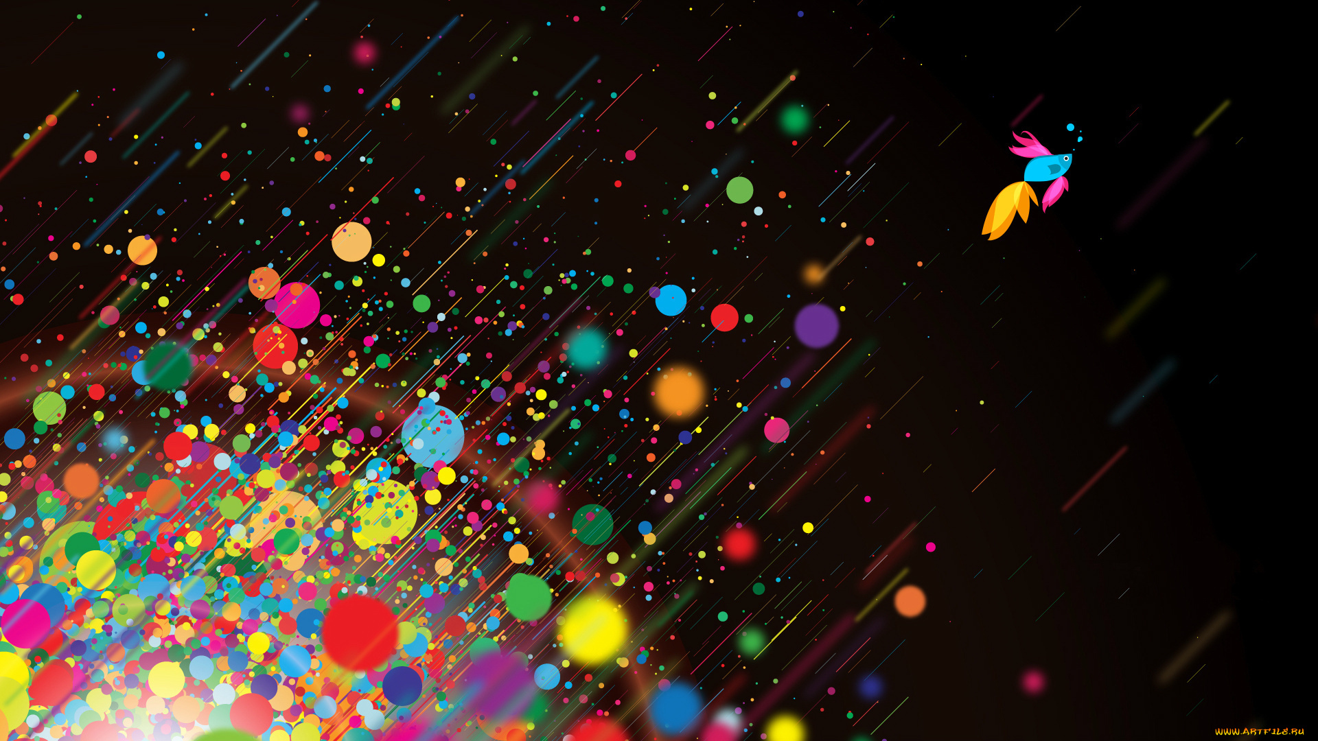 рисованные, абстракция, риба, круги