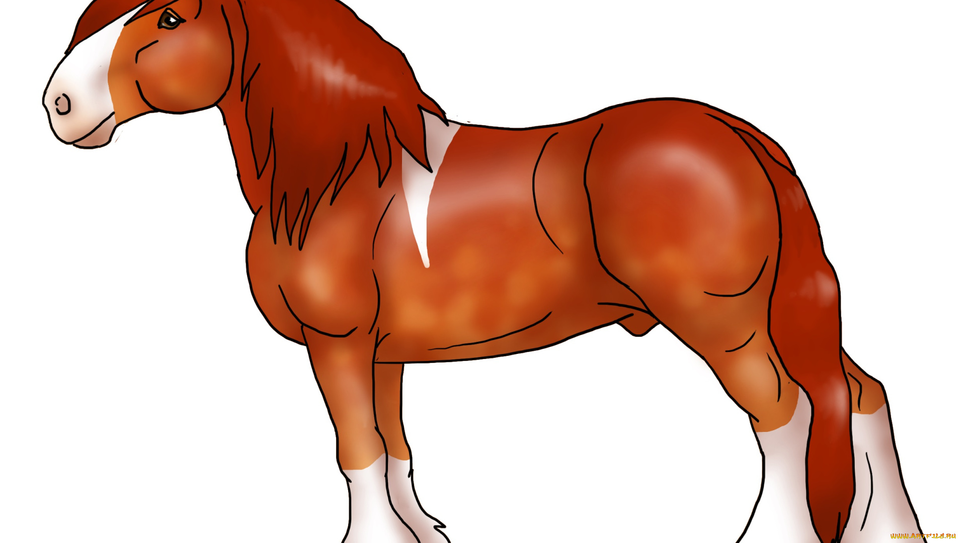 рисованные, животные, , лошади, лошадь