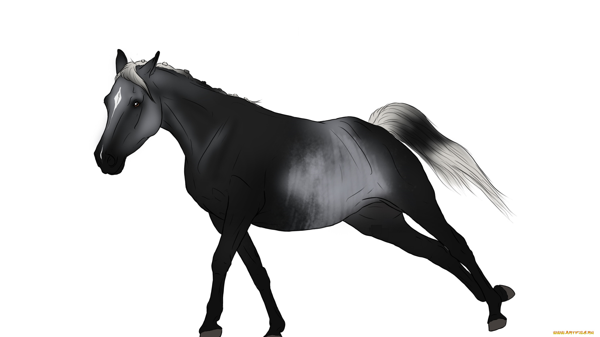 рисованные, животные, , лошади, лошадь