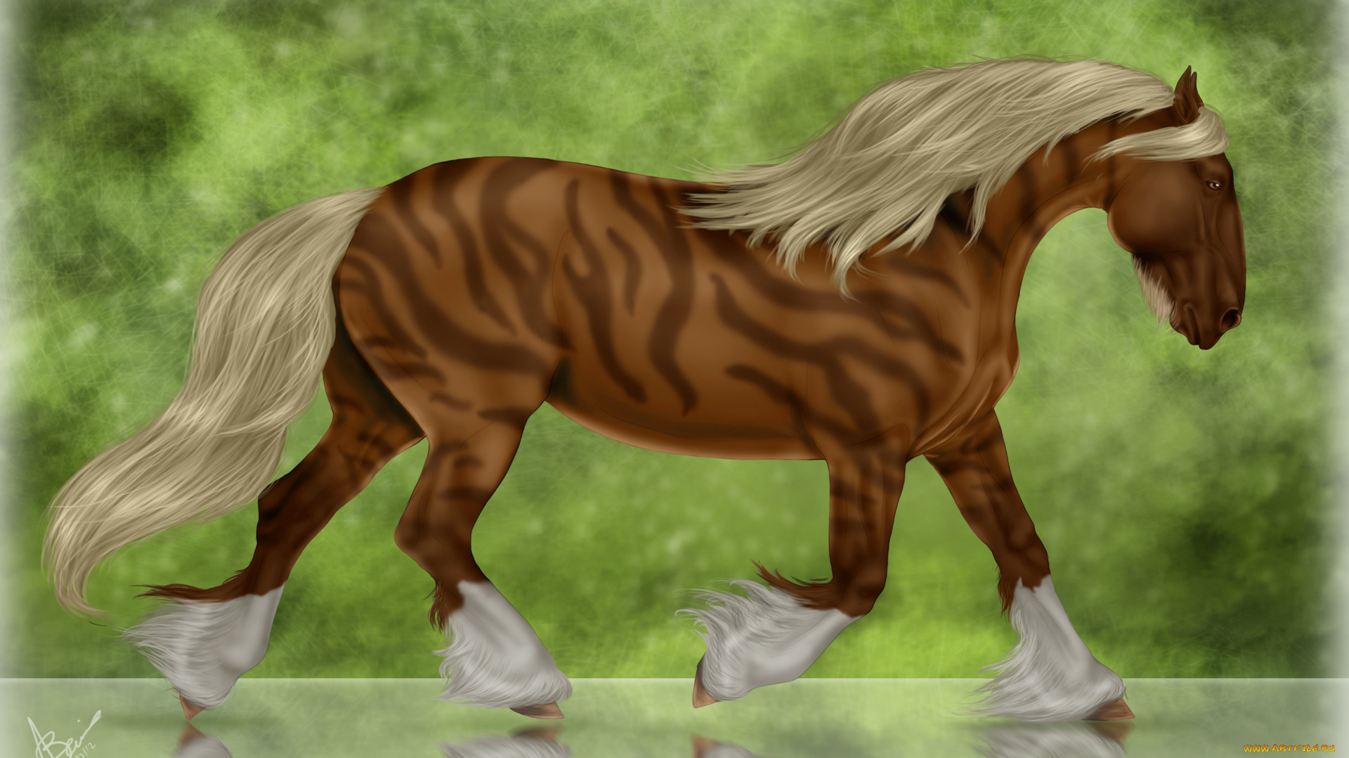 рисованные, животные, , лошади, лошадь