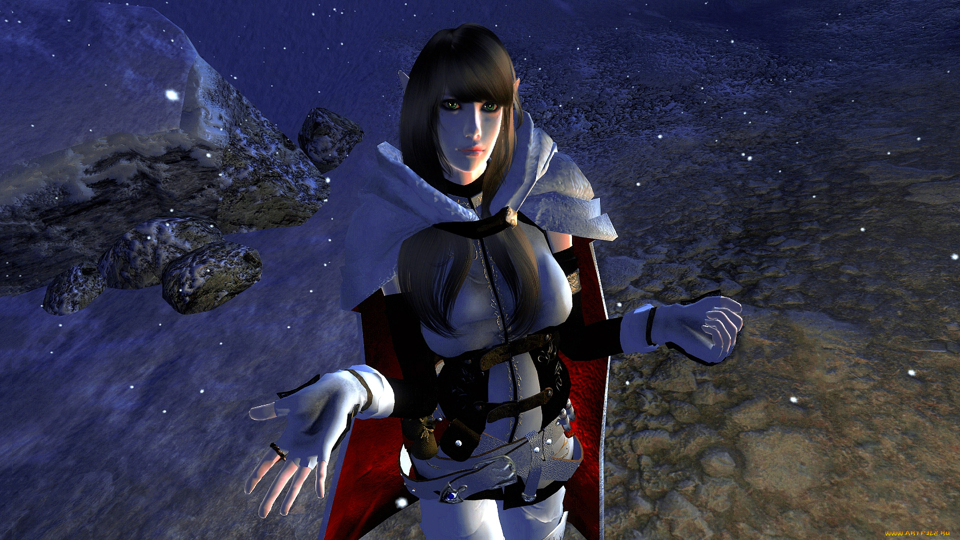 3д, графика, эльфы, , elves, фон, взгляд, эльфийка