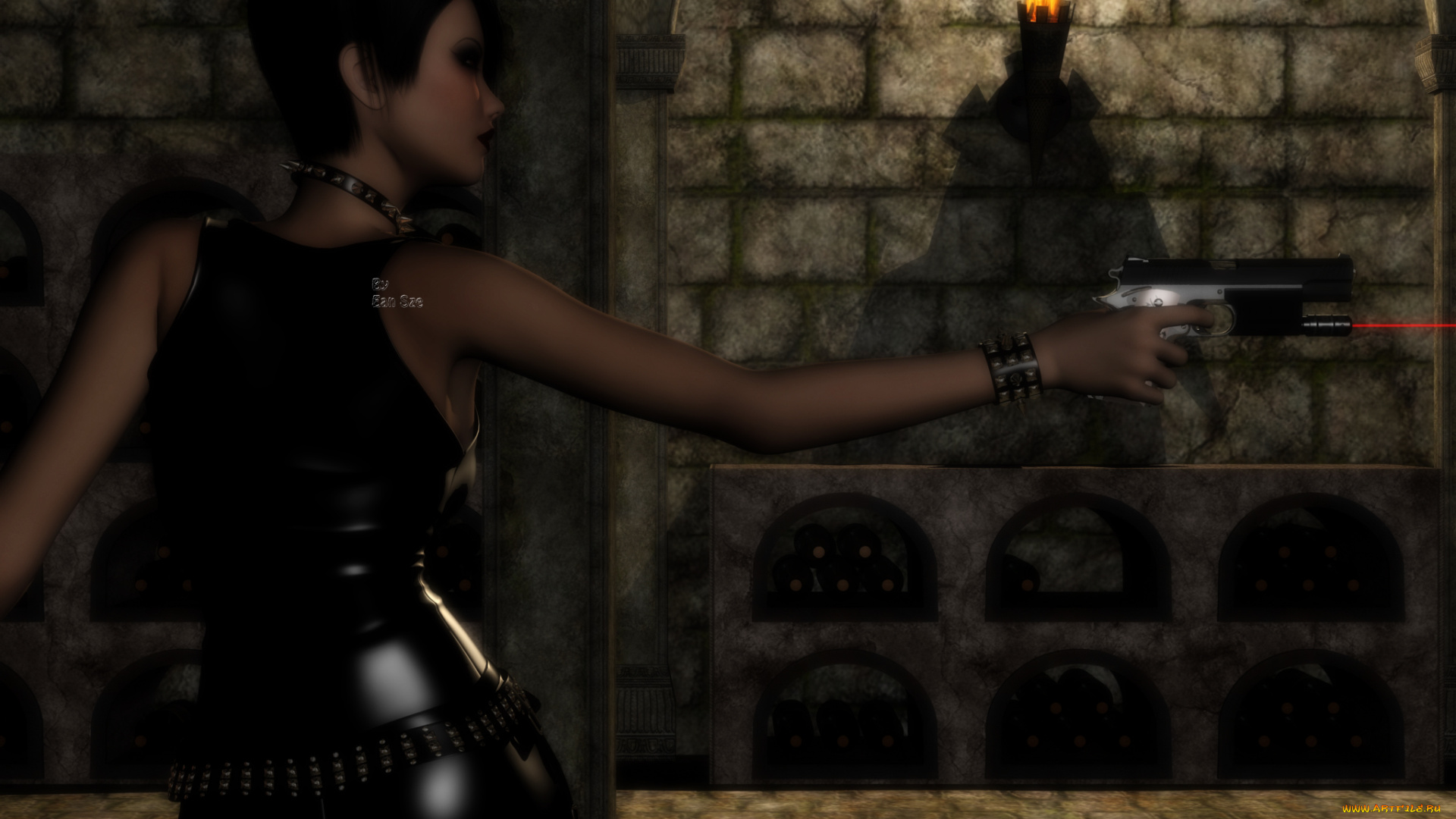 3д, графика, фантазия, , fantasy, оружие, фон, взгляд, девушка