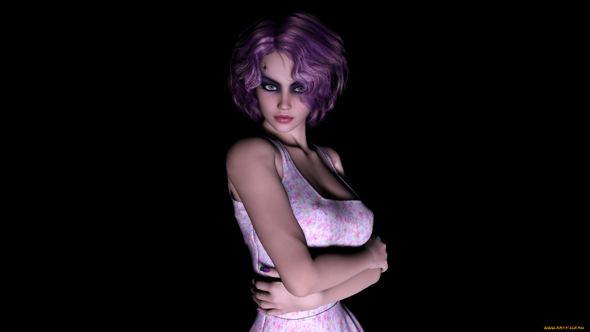 3д, графика, люди, , people, платье, фон, взгляд, девушка