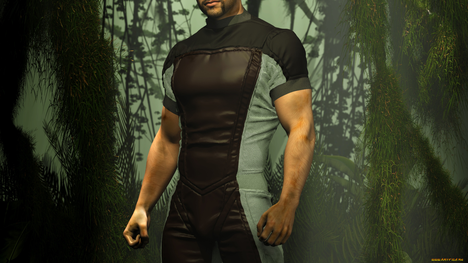 3д, графика, люди, , people, растения, природа, парень, мужчина