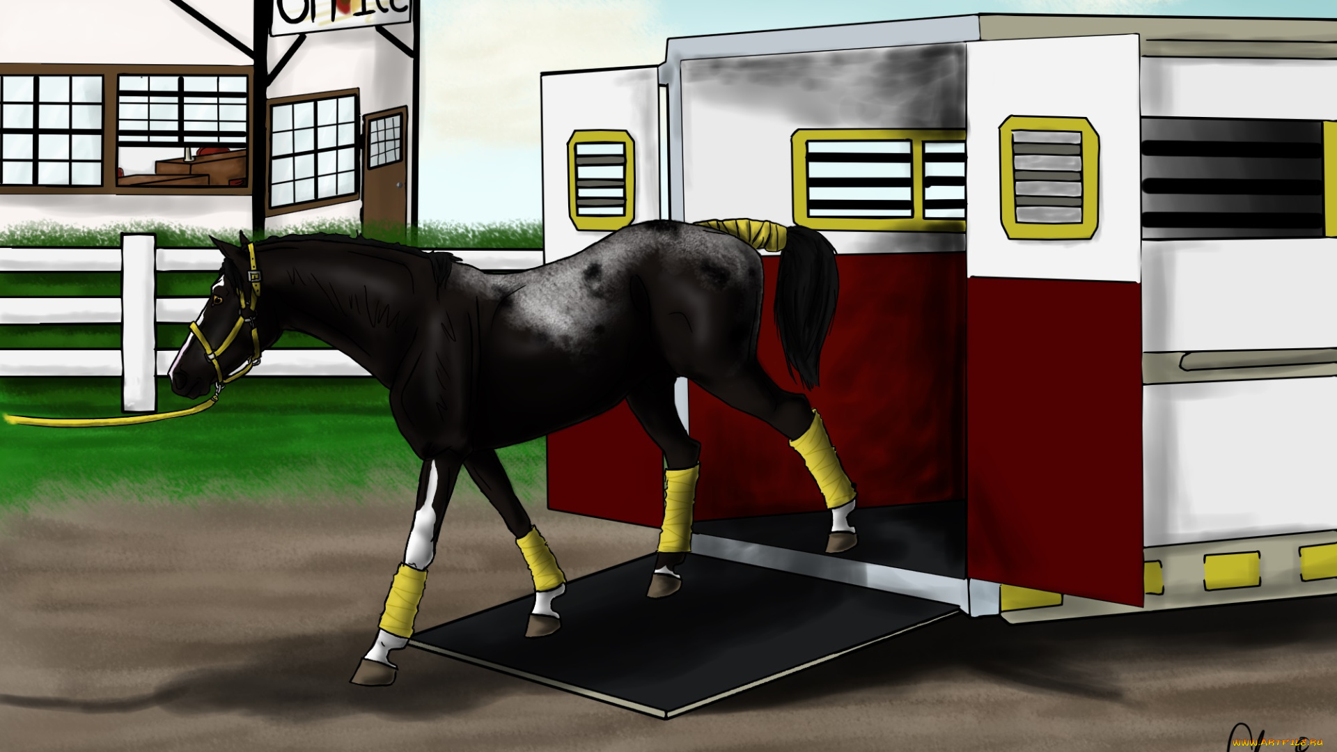 рисованное, животные, , лошади, лошадь