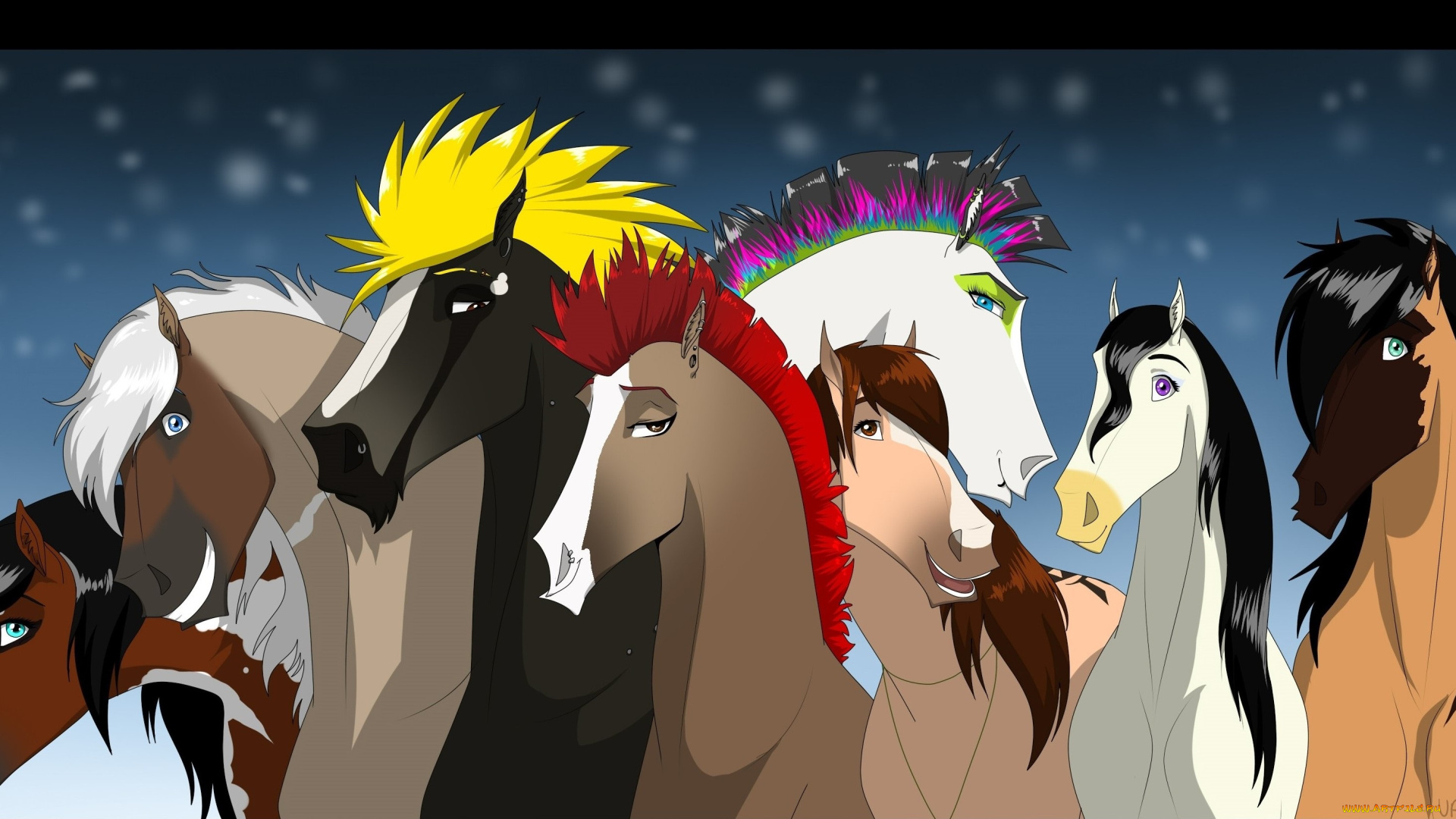 рисованное, животные, , лошади, лошади