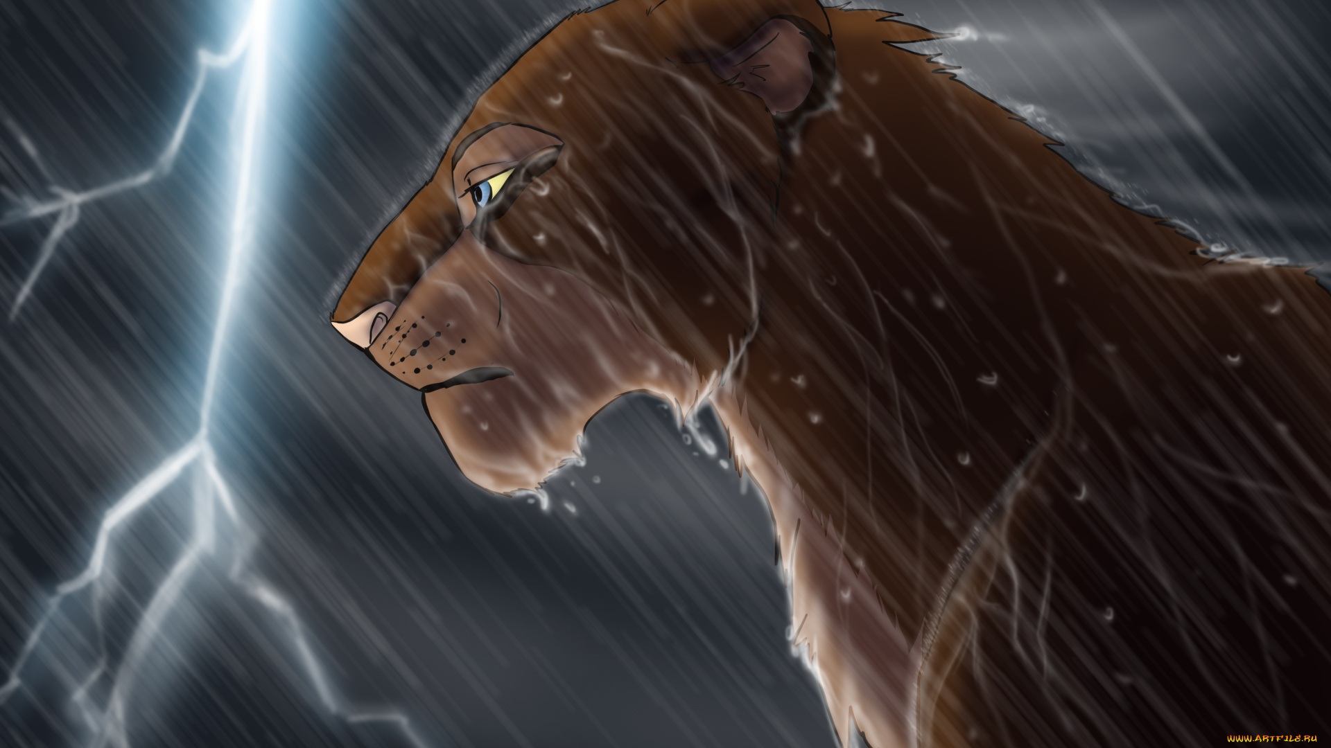 рисованное, животные, молния