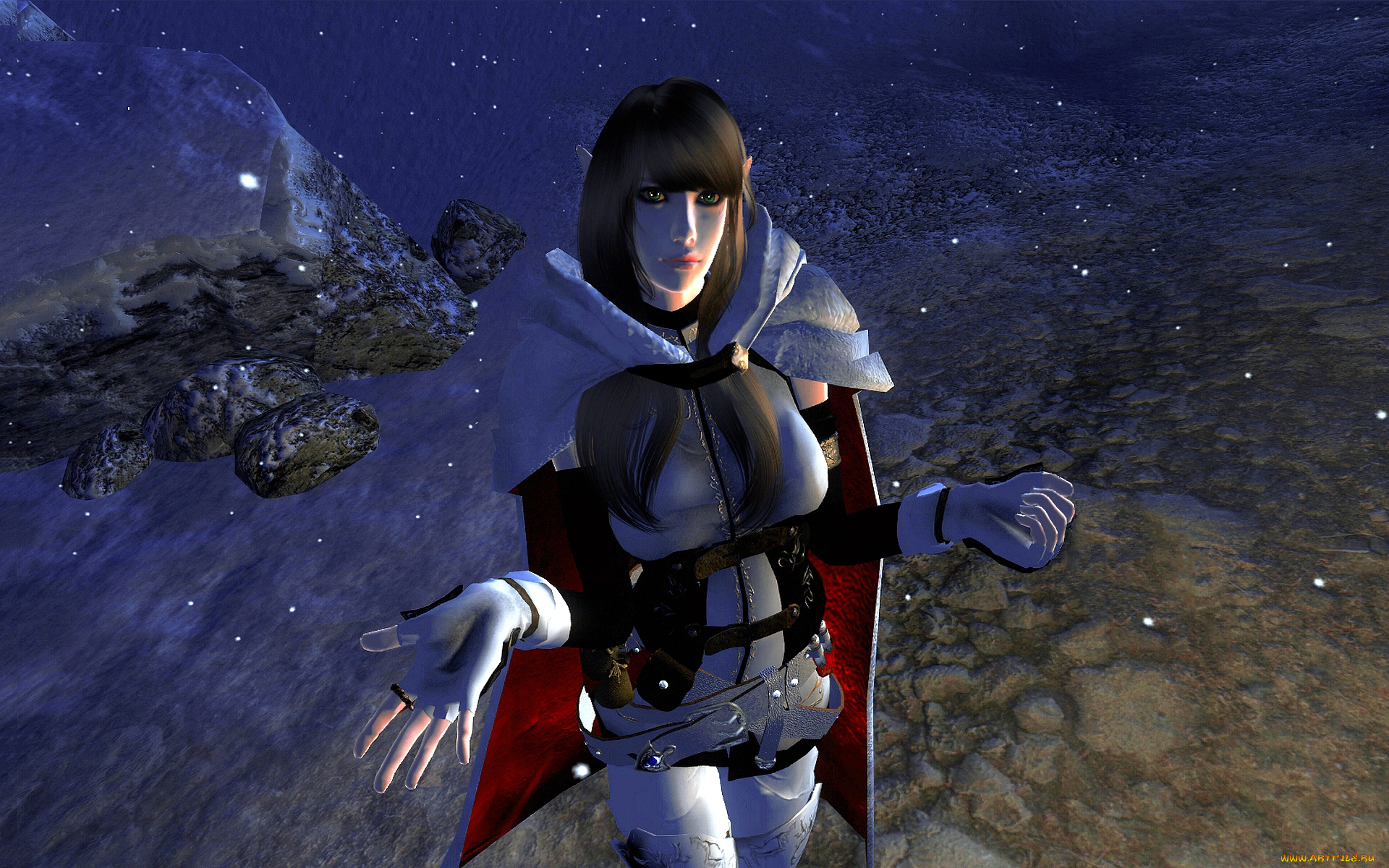 3д, графика, эльфы, , elves, фон, взгляд, эльфийка