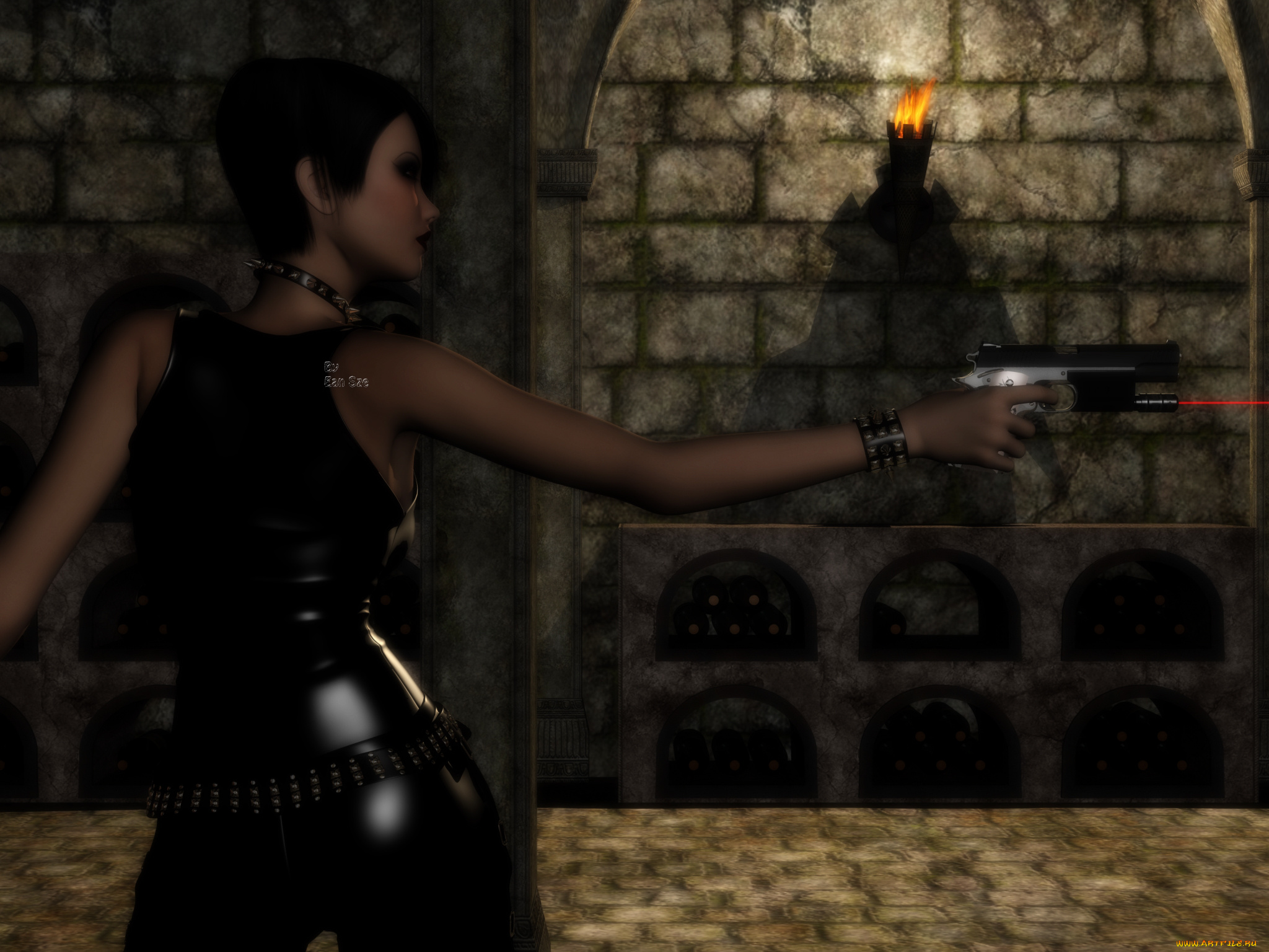 3д, графика, фантазия, , fantasy, оружие, фон, взгляд, девушка