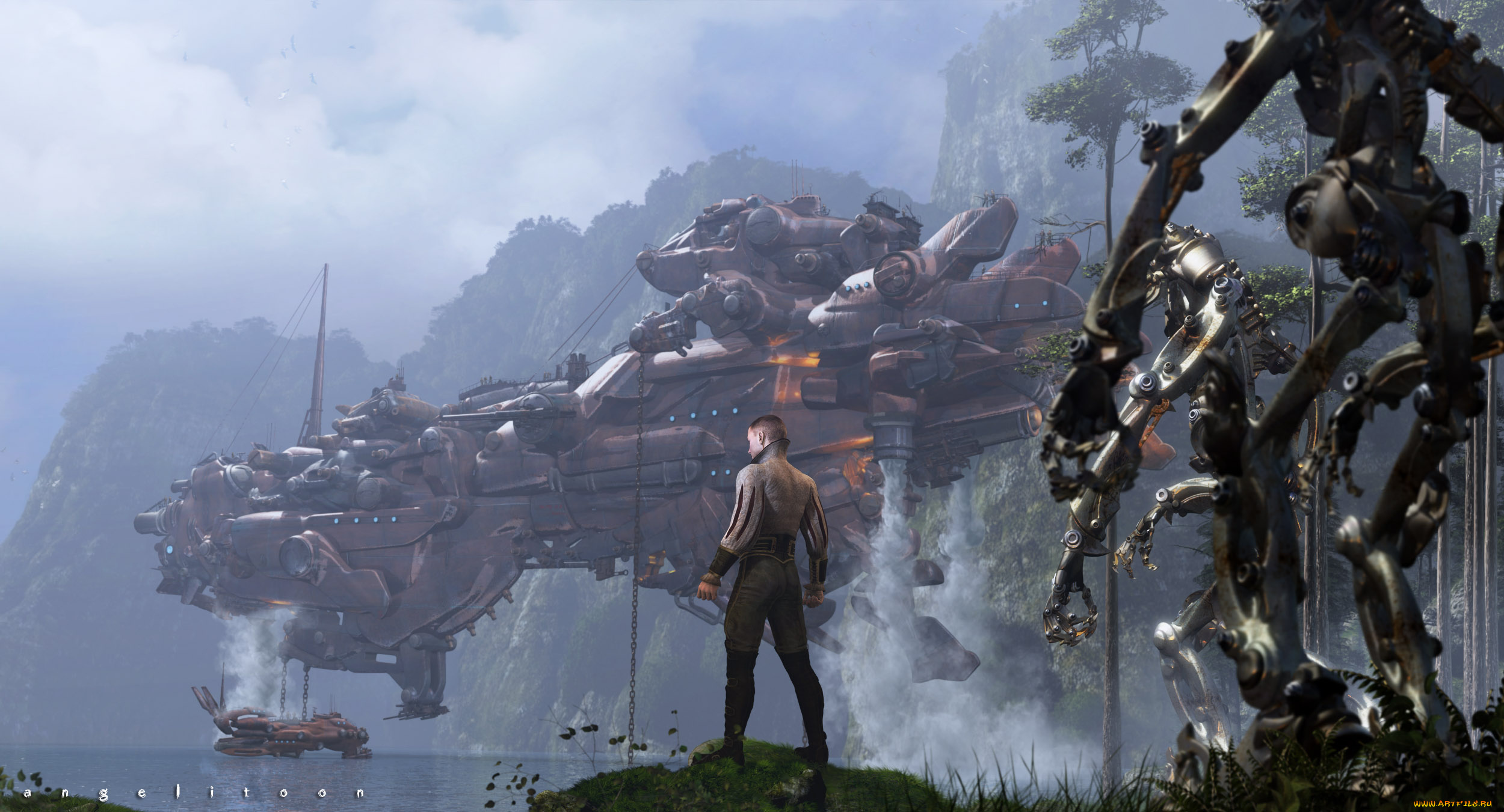 3д, графика, фантазия, , fantasy, пейзаж, фантастика, парень