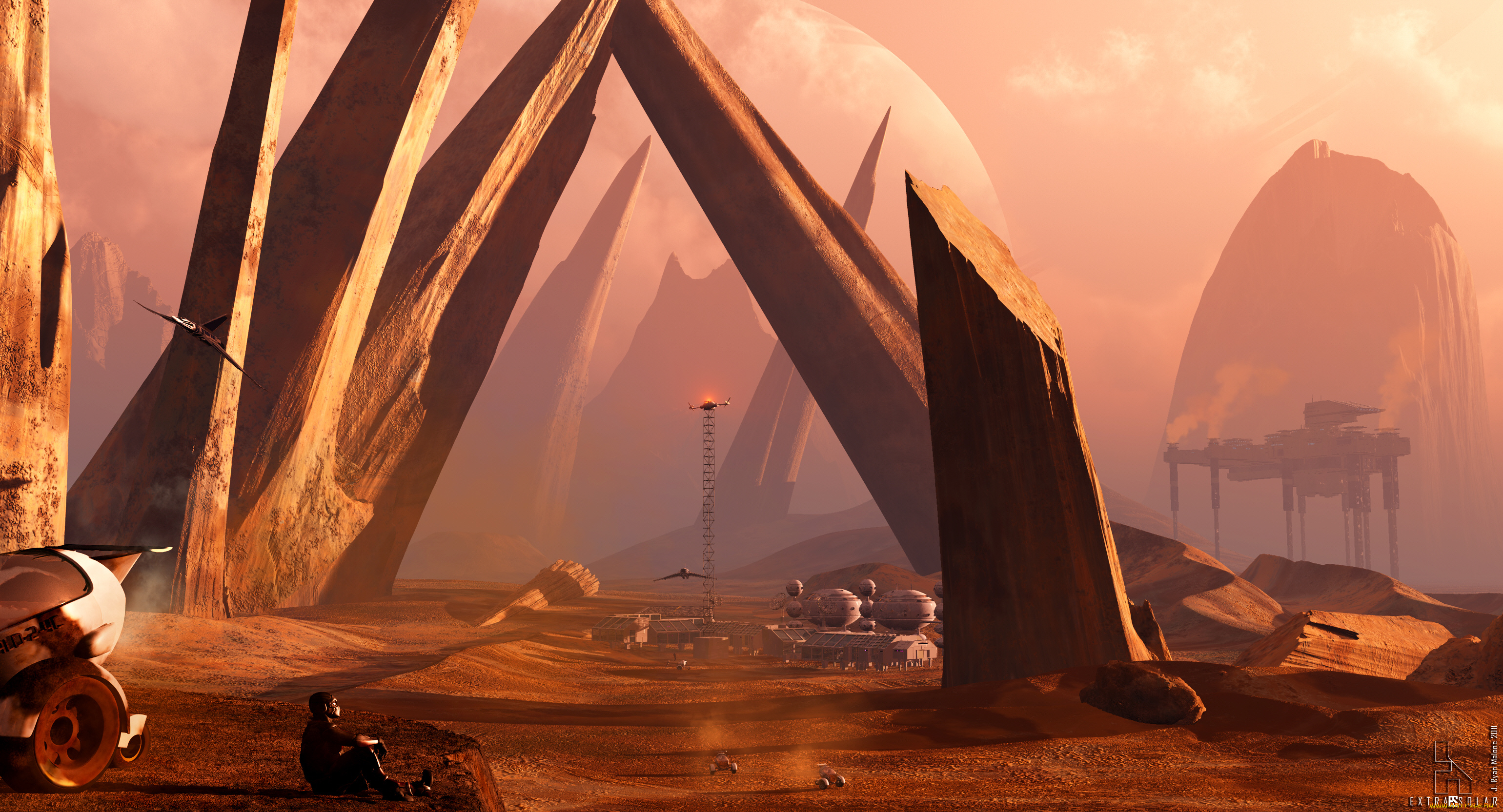 3д, графика, фантазия, , fantasy, горы, пейзаж, фантастика, небо