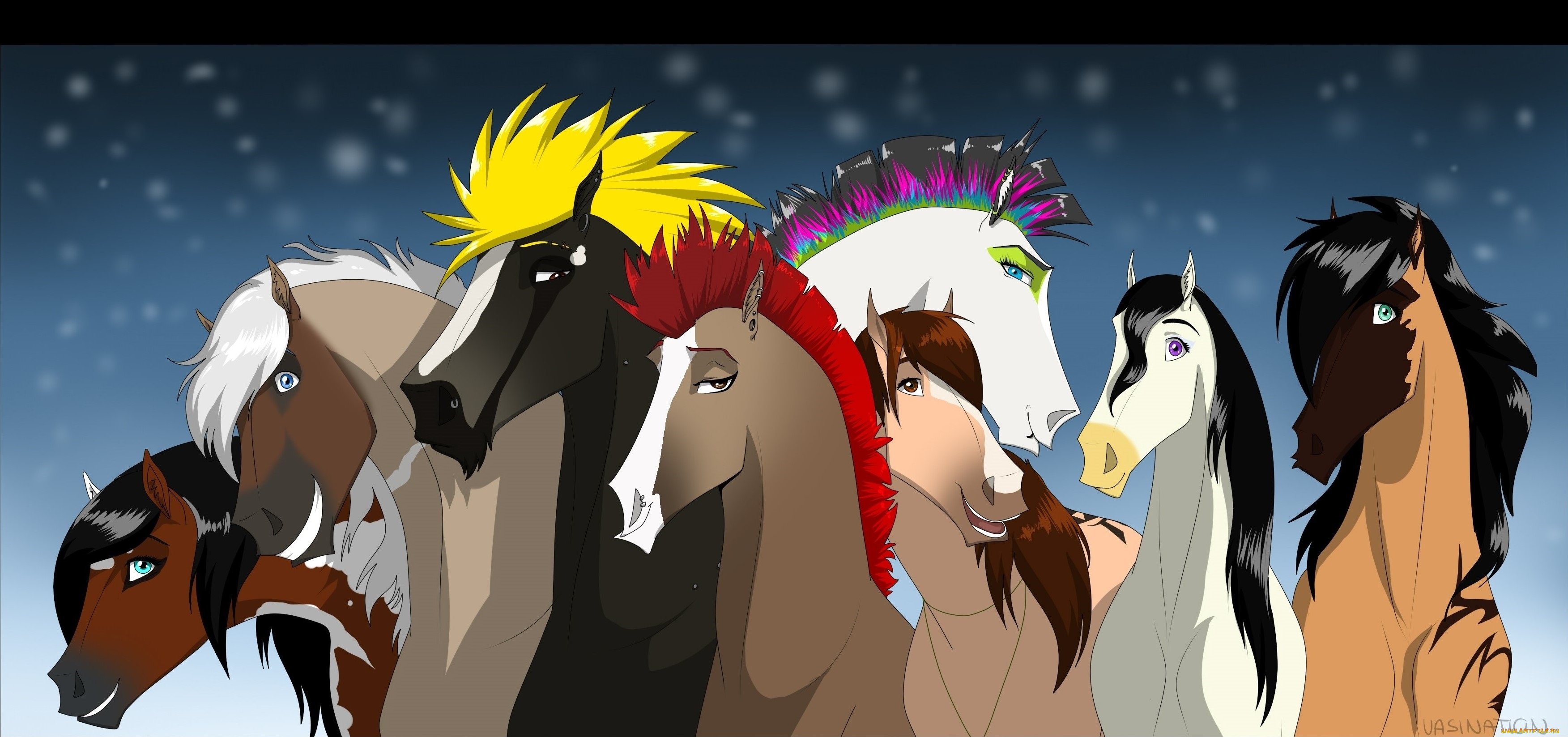 рисованное, животные, , лошади, лошади