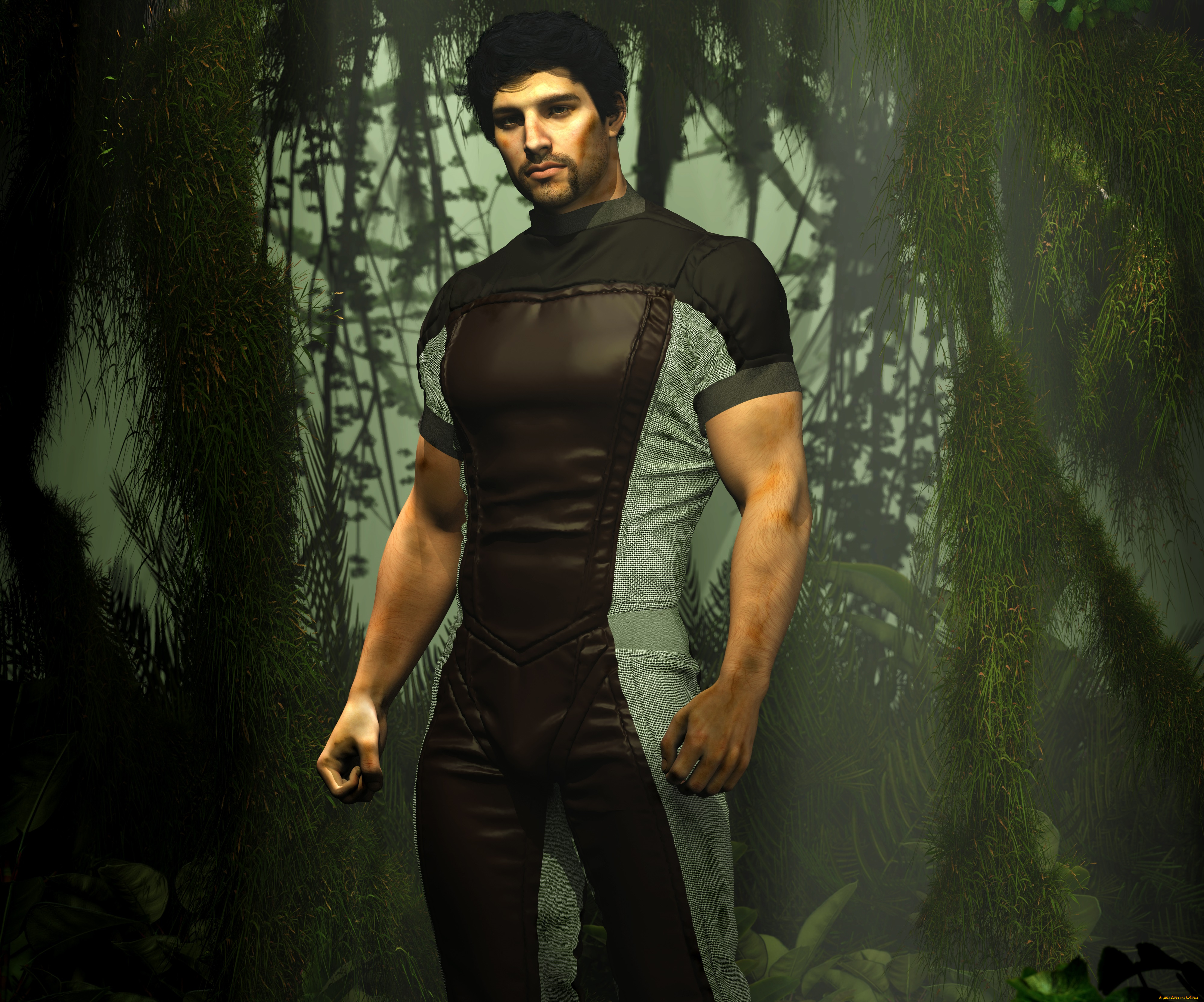 3д, графика, люди, , people, растения, природа, парень, мужчина