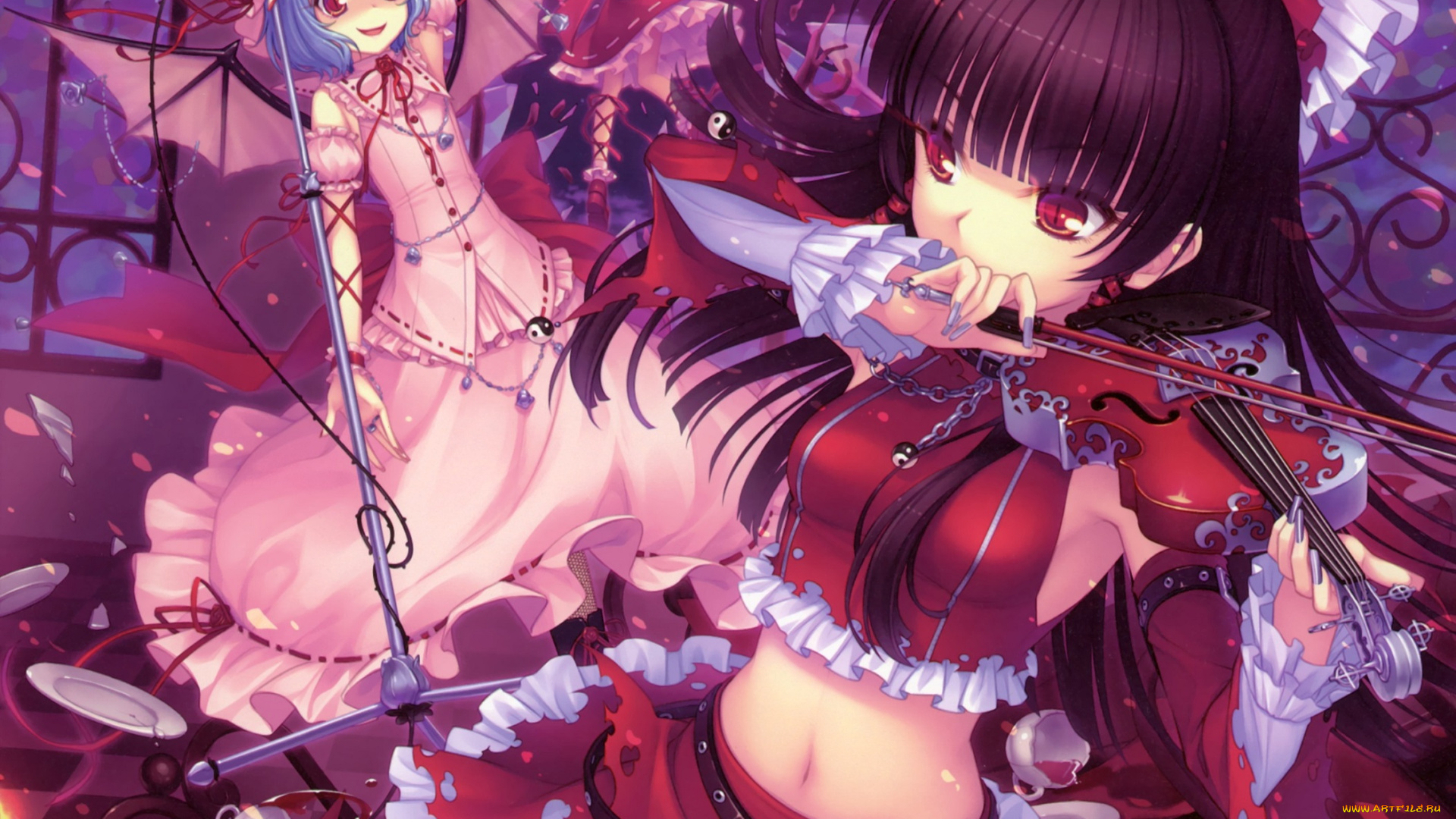 аниме, touhou, девушки, оружие