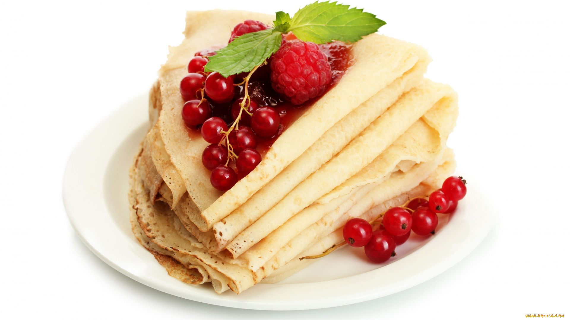еда, блины, , оладьи, стопка, малина, смородина