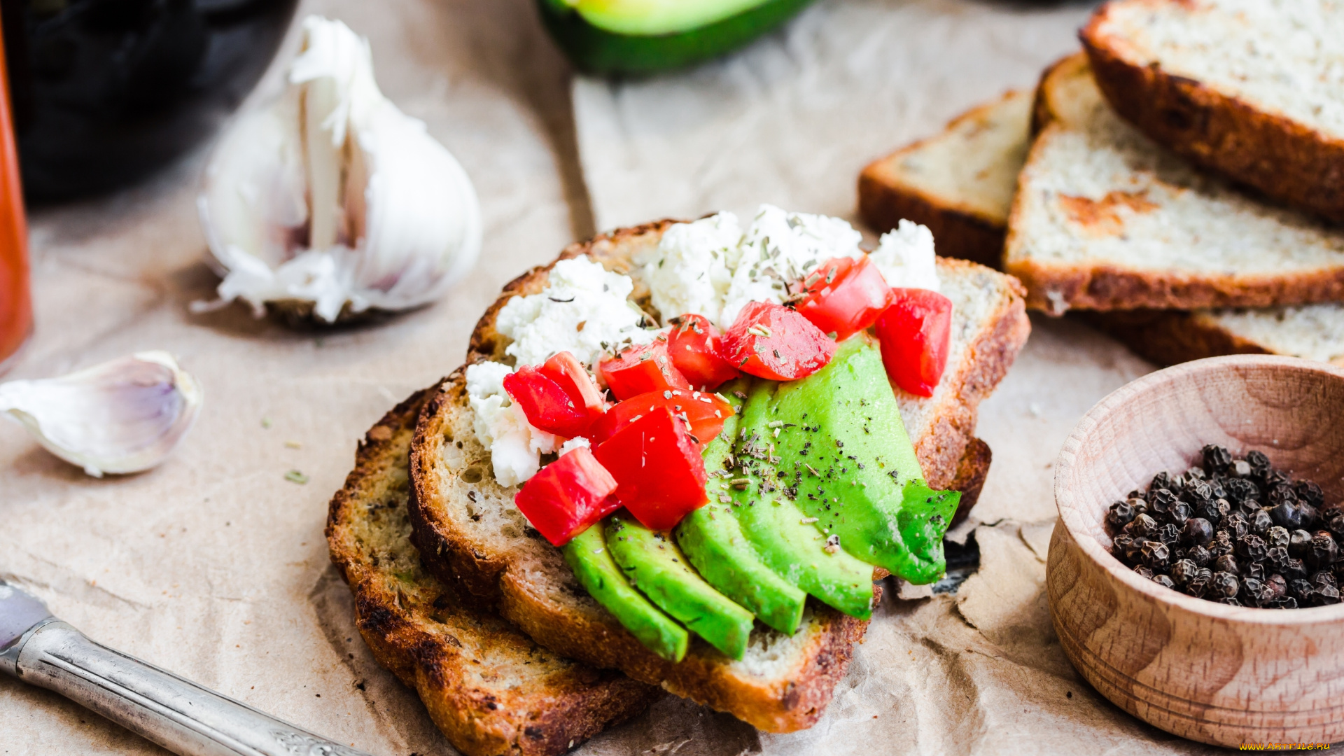 еда, бутерброды, , гамбургеры, , канапе, перец, чеснок, сыр, бутерброд, помидор, тост, авокадо