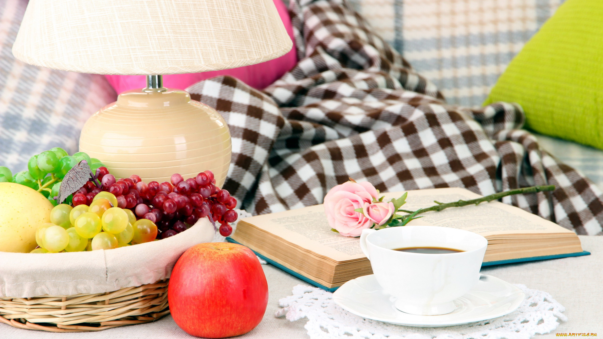 еда, фрукты, , ягоды, виноград, яблоко, роза, кофе