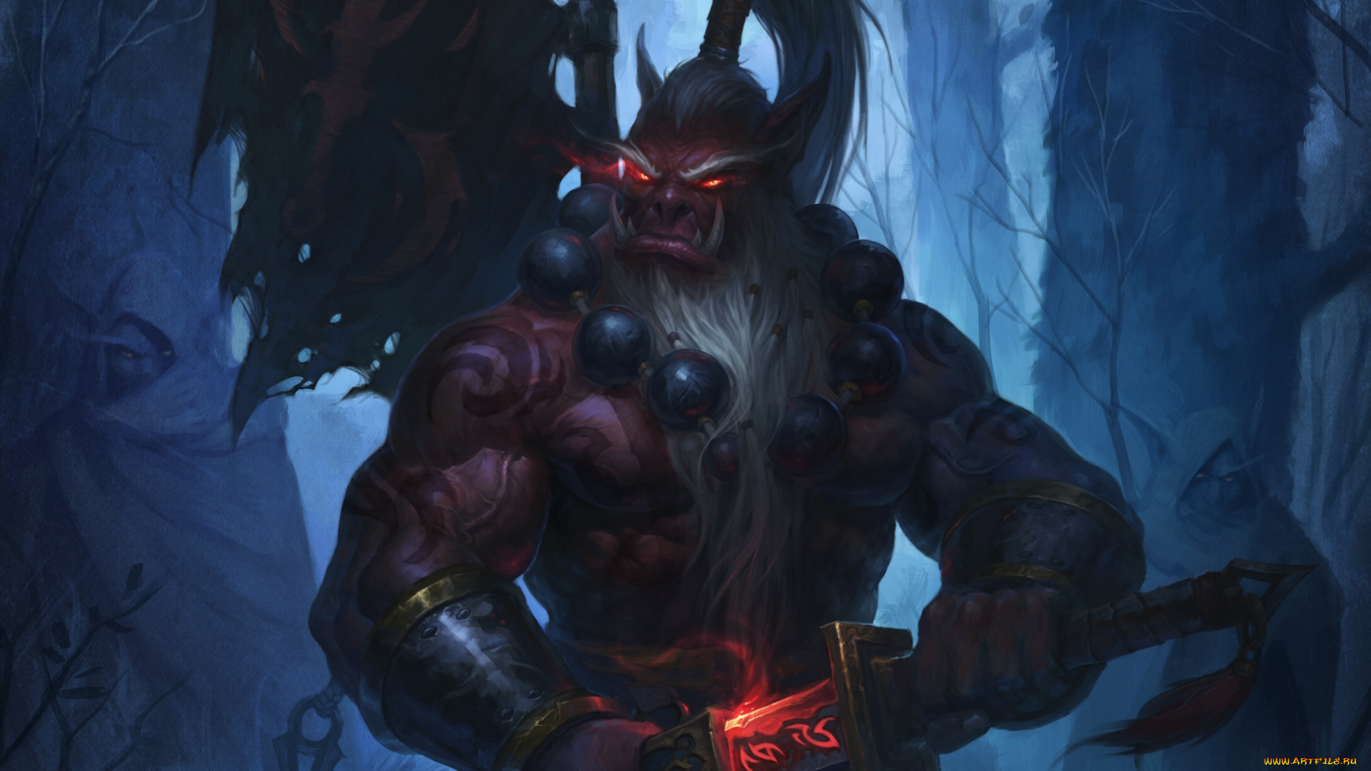 фэнтези, существа, убийца, воин, juggernaut, фантастика, эльф, лес, ночь, меч