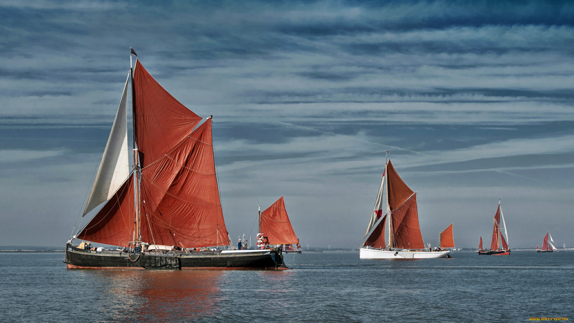 корабли, парусники, паруса, море