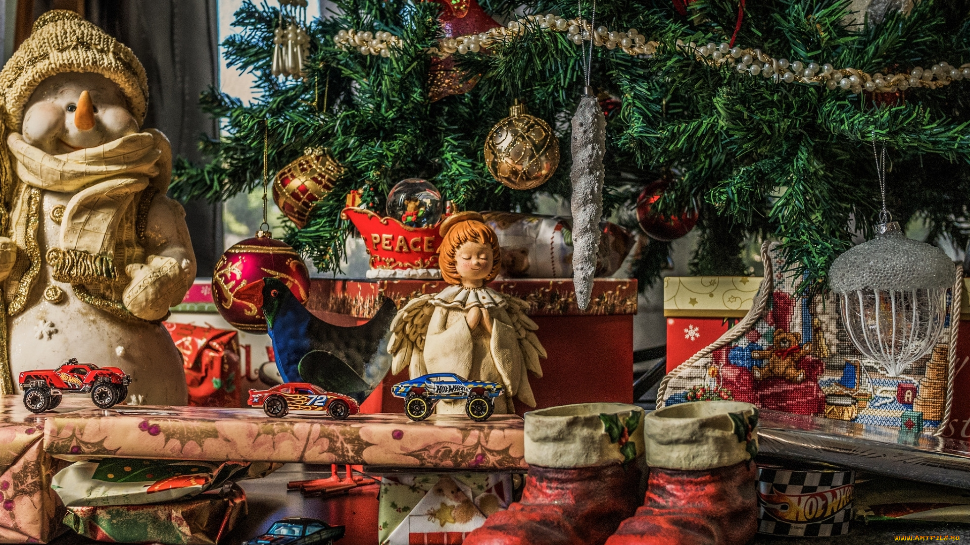 праздничные, фигурки, ель, игрушки, куклы, праздник, декор, подарки