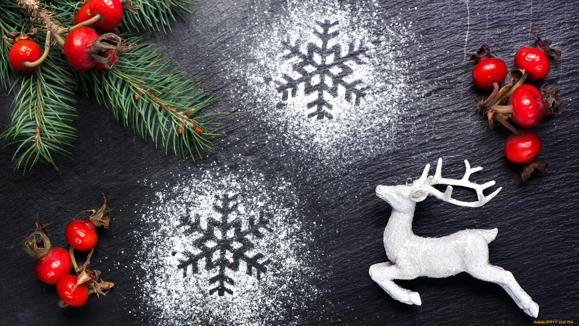 праздничные, фигурки, оленьнежинки, ветка, ель, ягода, оленьь, олень, снежинки, ел, merry, christmas, с