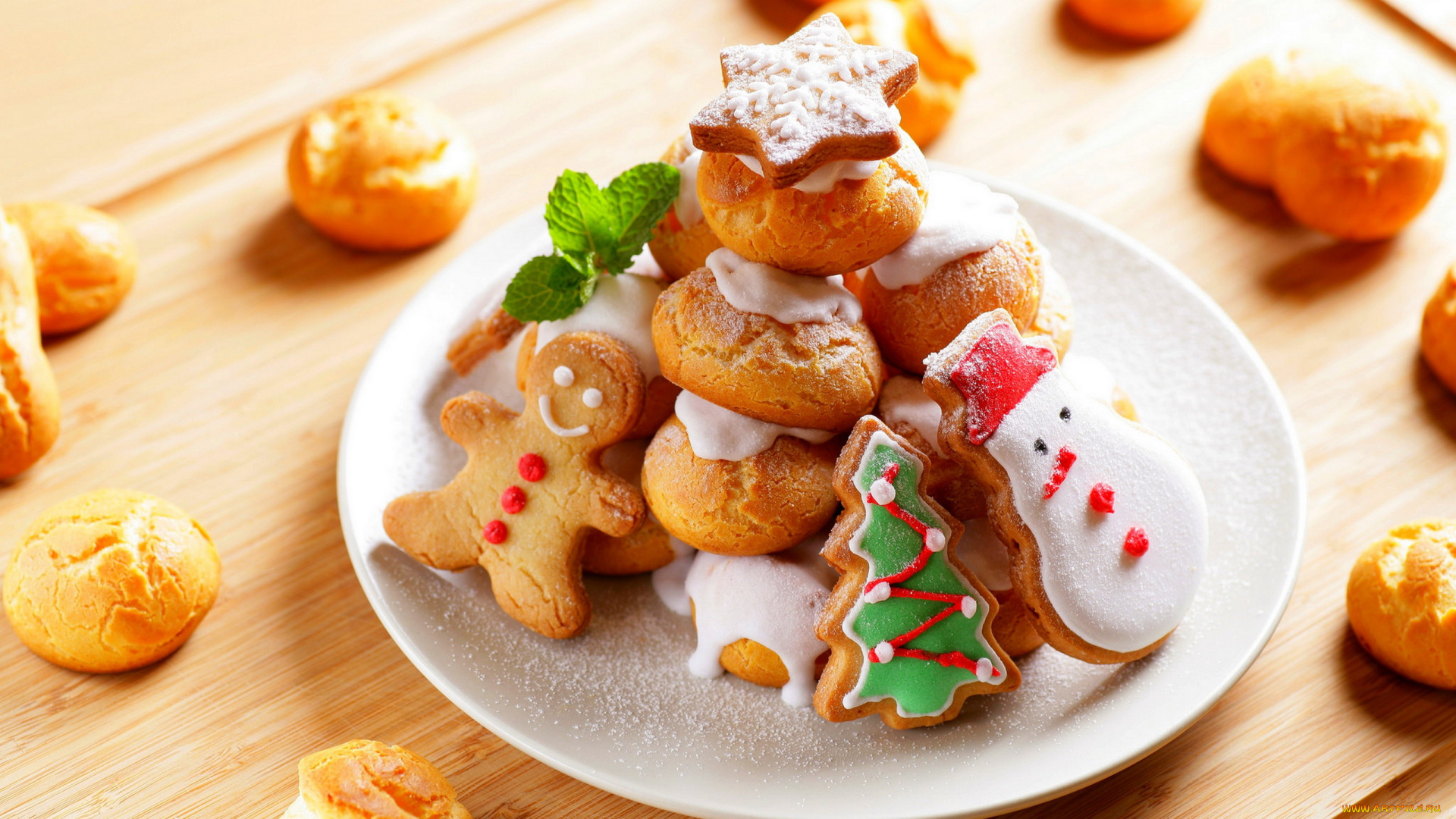 праздничные, угощения, мята, печенье