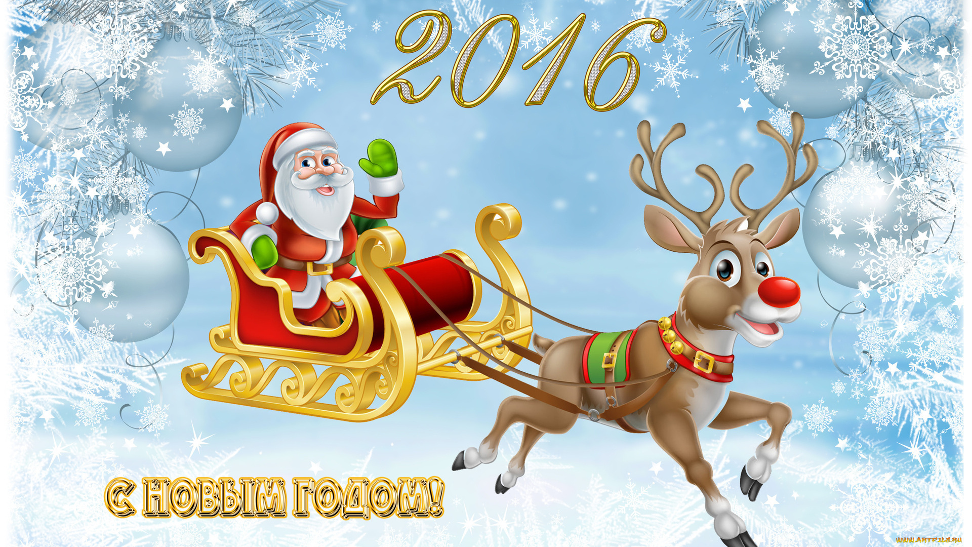 праздничные, векторная, графика, , новый, год, дед, мороз, олень