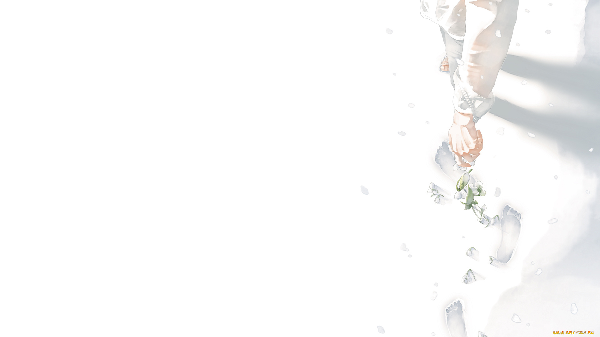 рисованное, минимализм, рука, re, art, цветы, следы