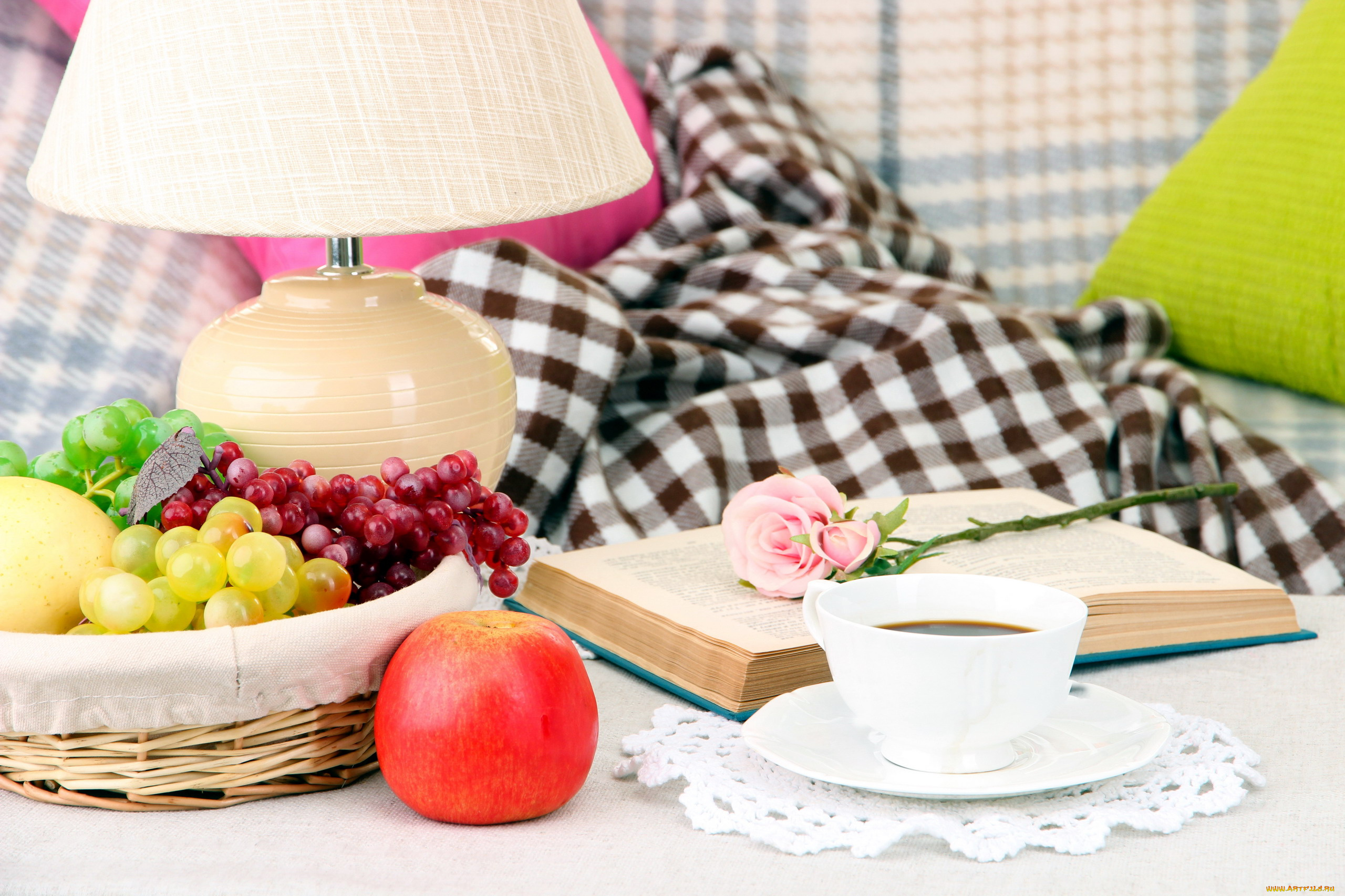 еда, фрукты, , ягоды, виноград, яблоко, роза, кофе
