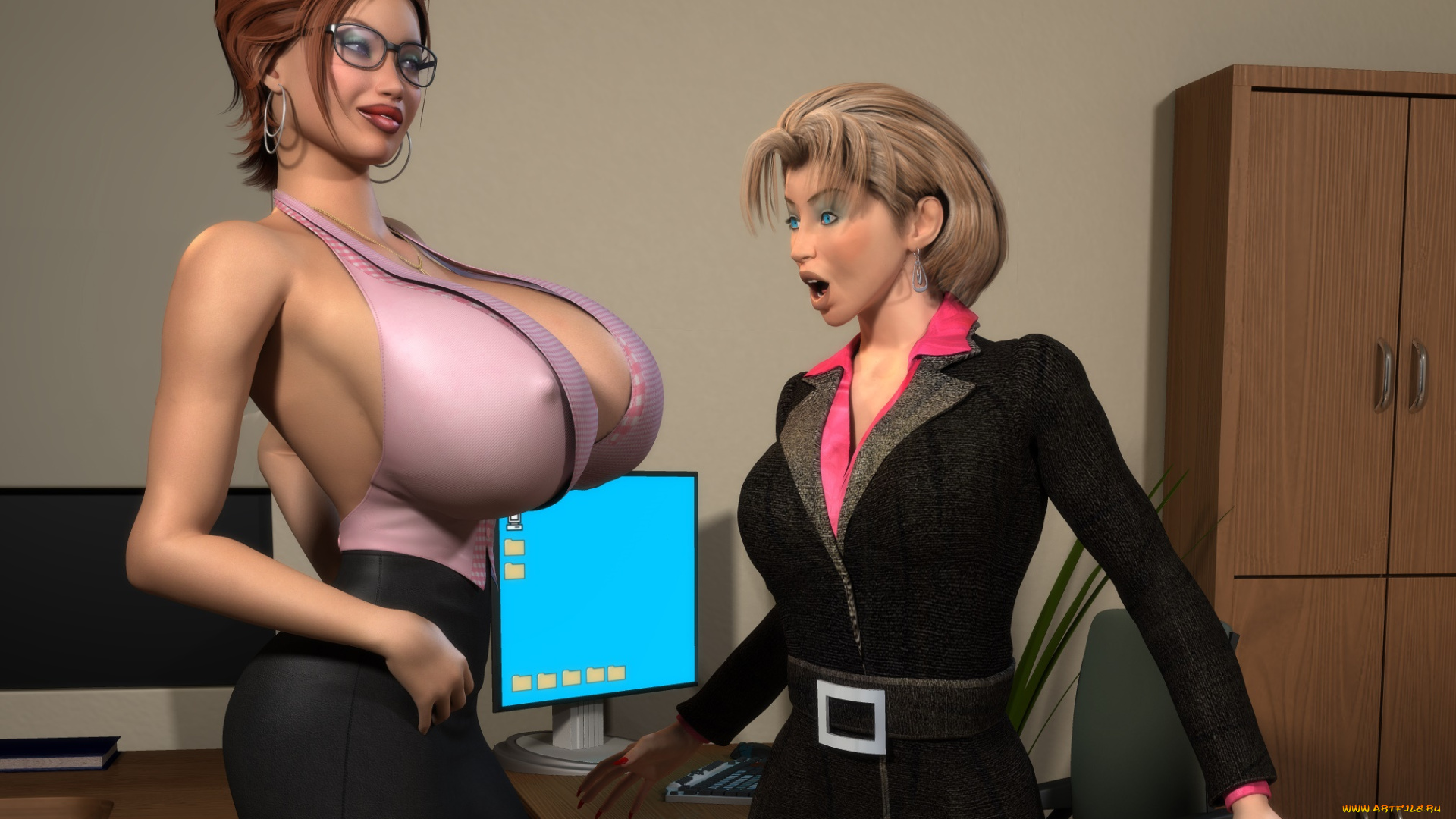 3д, графика, юмор, , humor, взгляд, фон, девушки