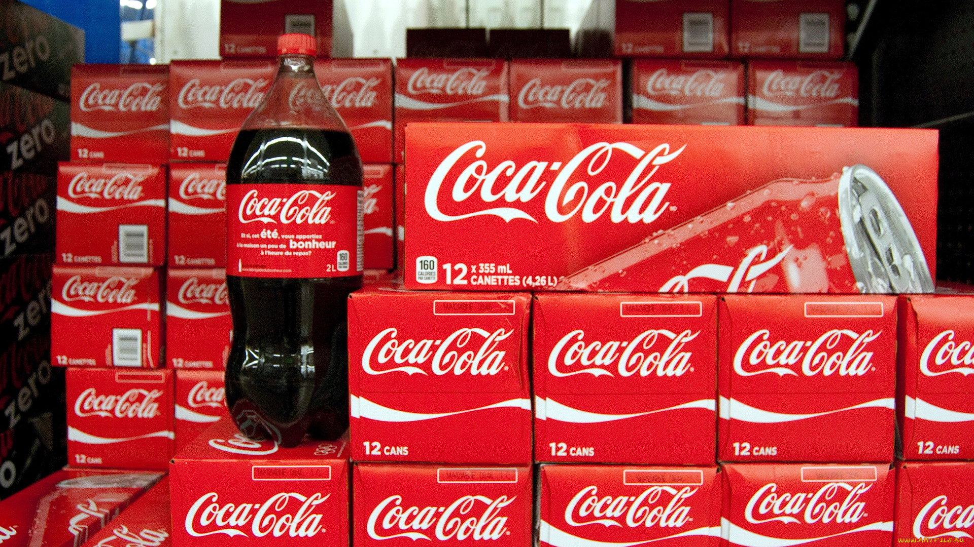 бренды, coca-cola, бутылка, ящики