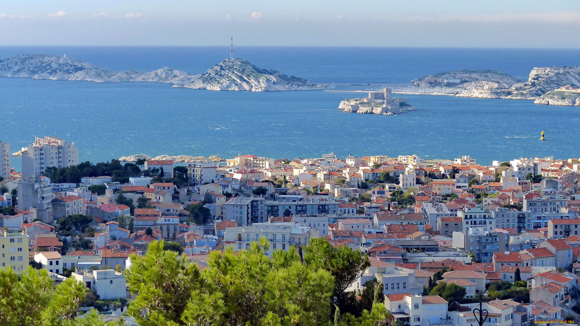 города, марсель, , франция, панорама