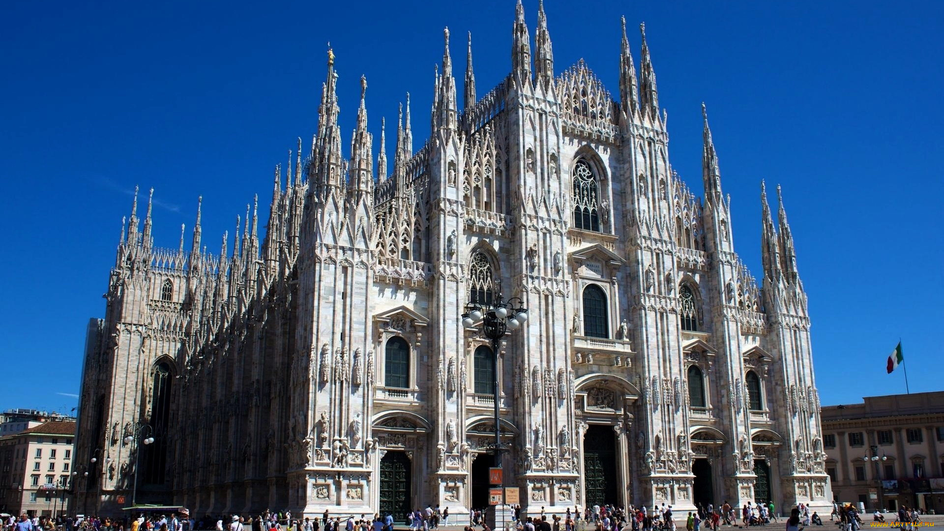 города, милан, , италия, собор