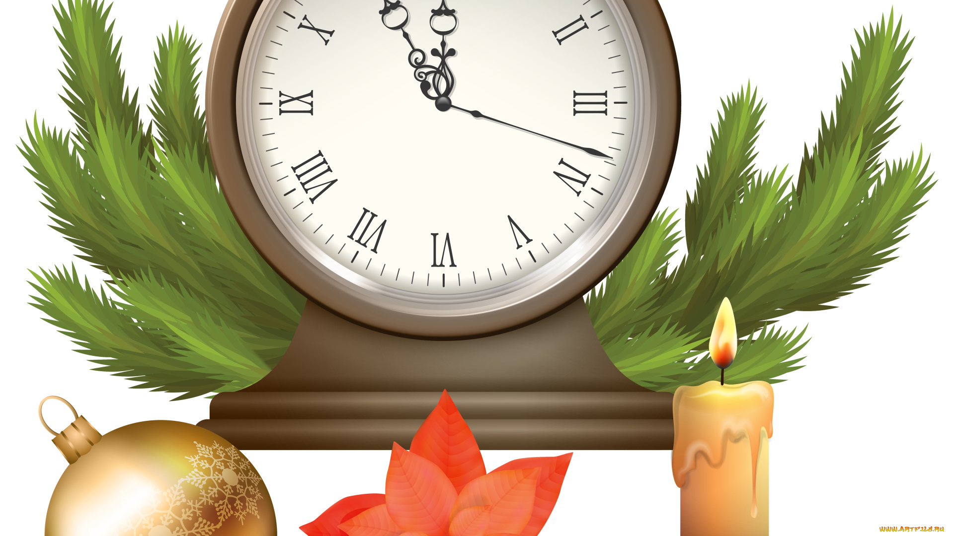 праздничные, векторная, графика, , новый, год, новый, год, праздник, фон, ветки, часы
