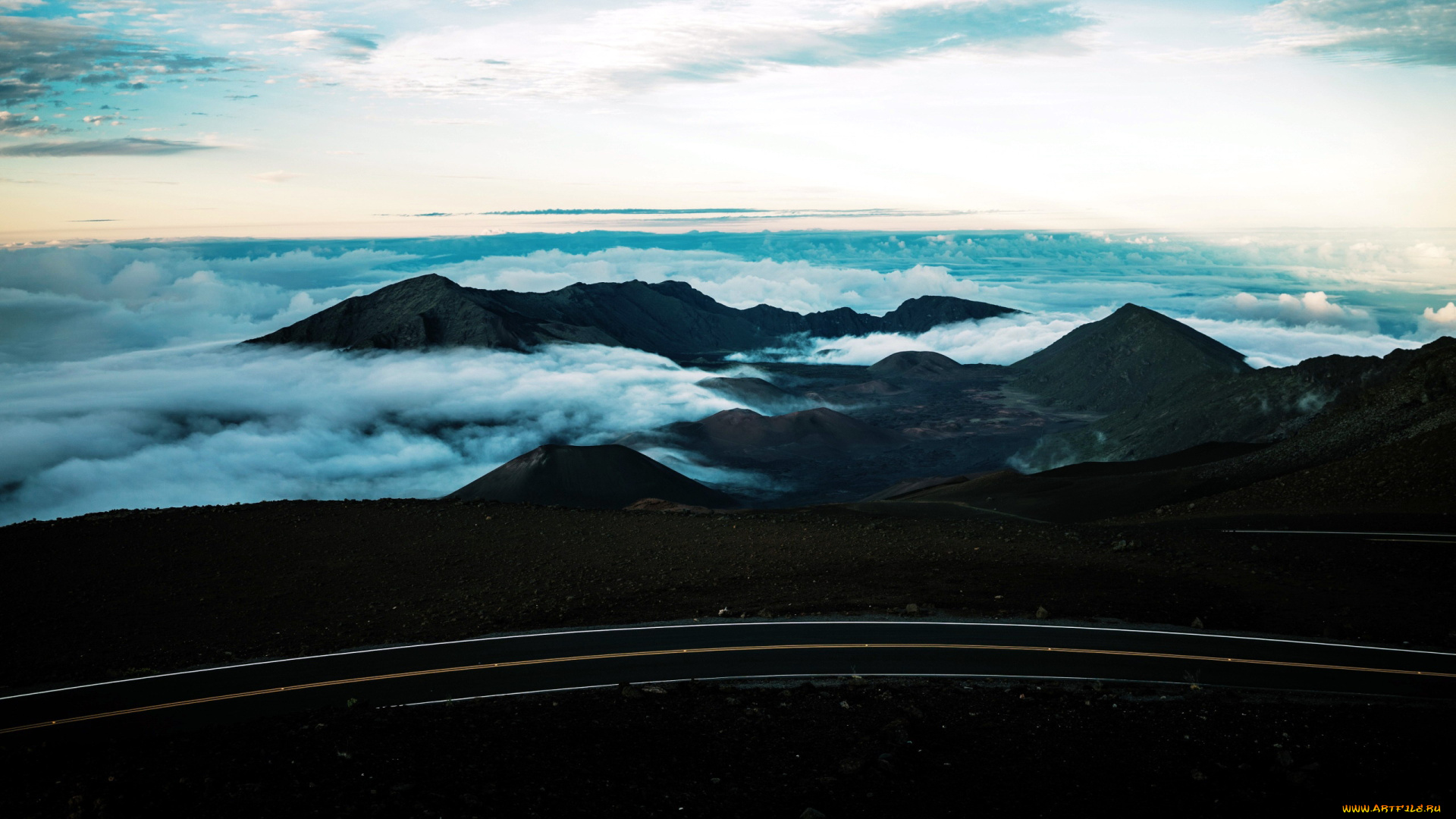 природа, дороги, горы, облака, шоссе