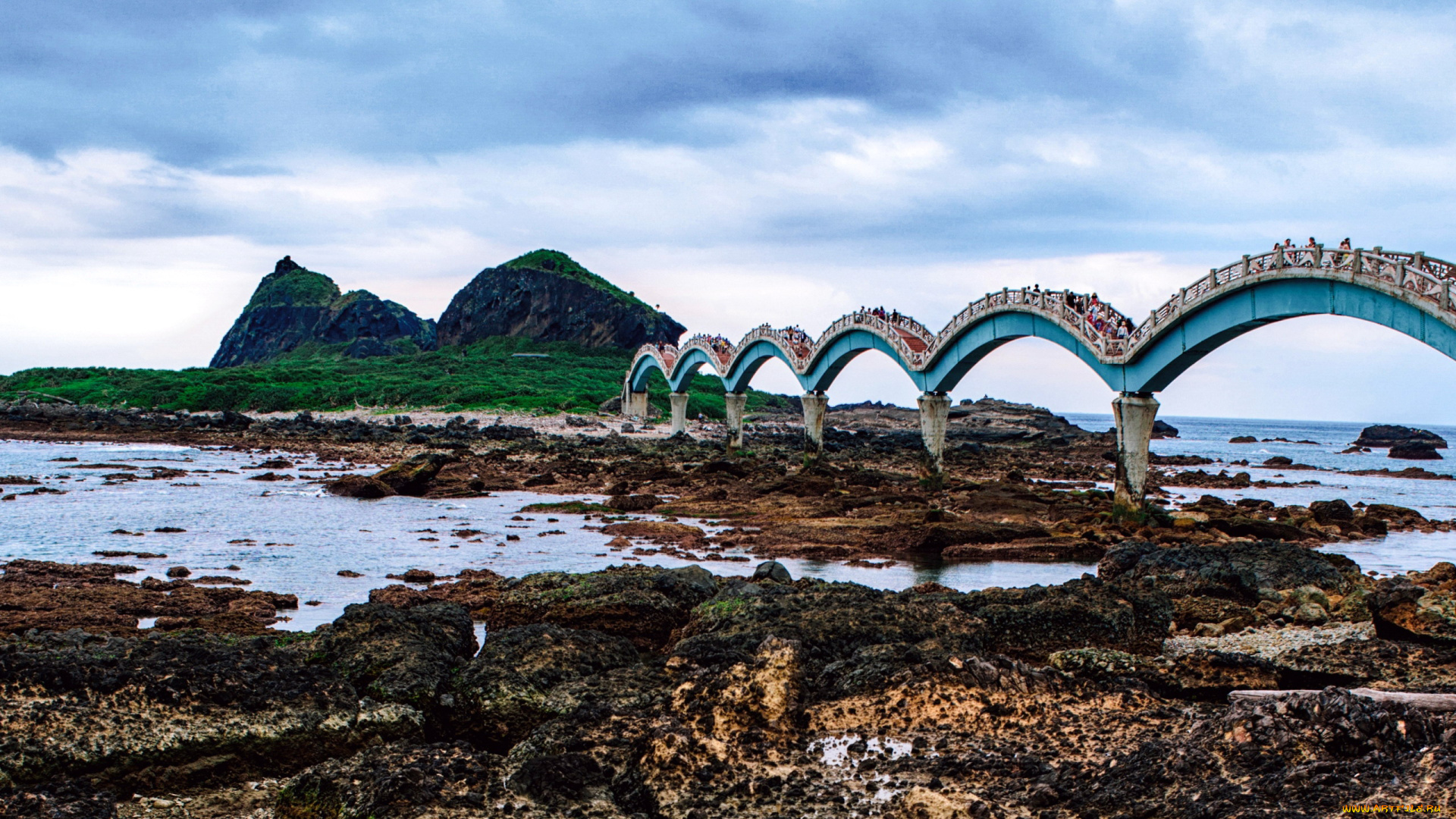 природа, пейзажи, мост, болото, скалы